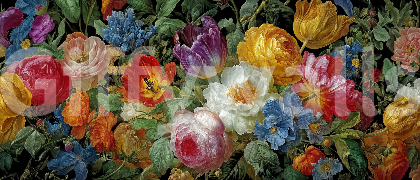 A detail of the brushstrokes and tones in the design.