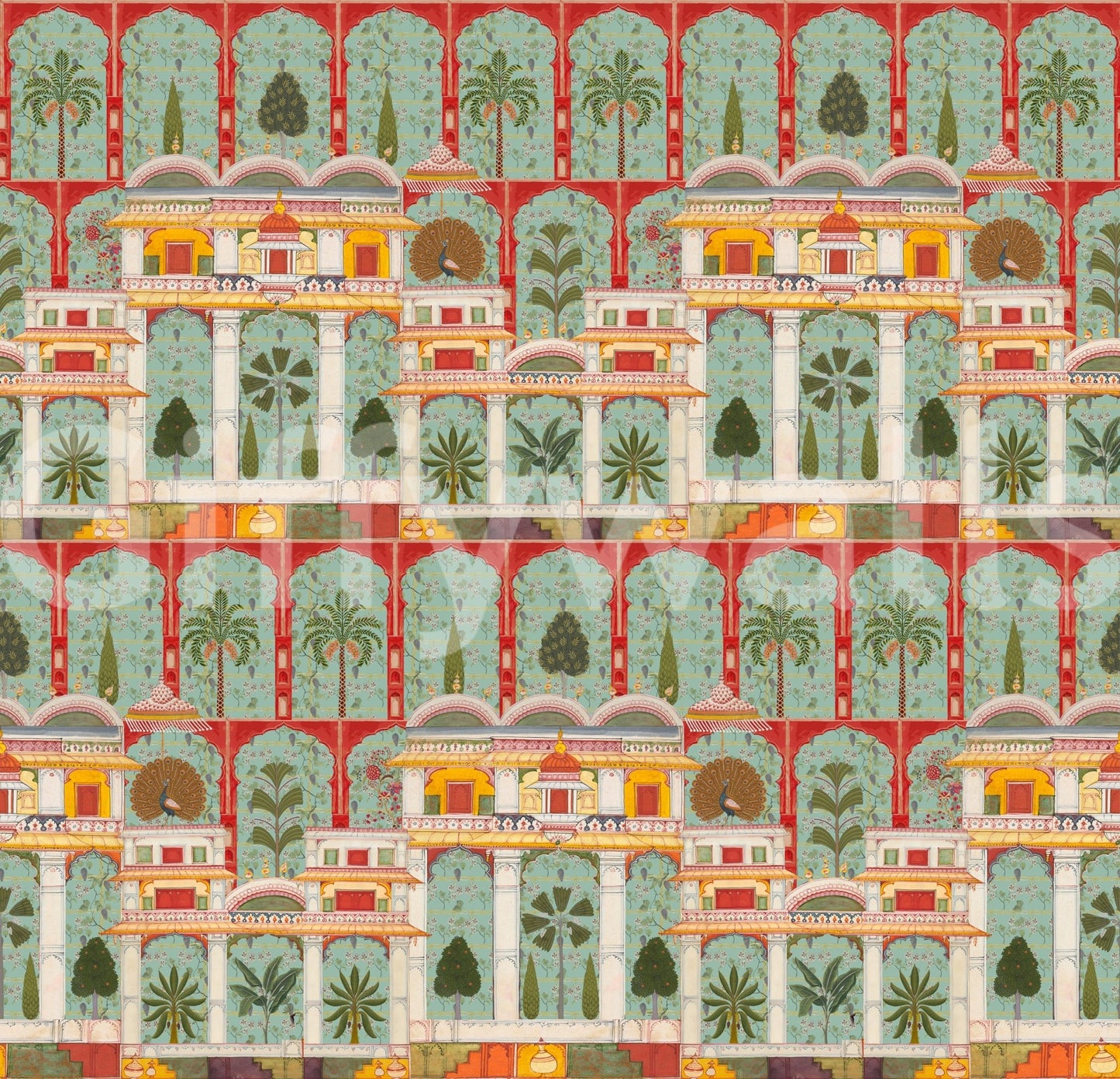 Regal Mughal Garden Wall Mural