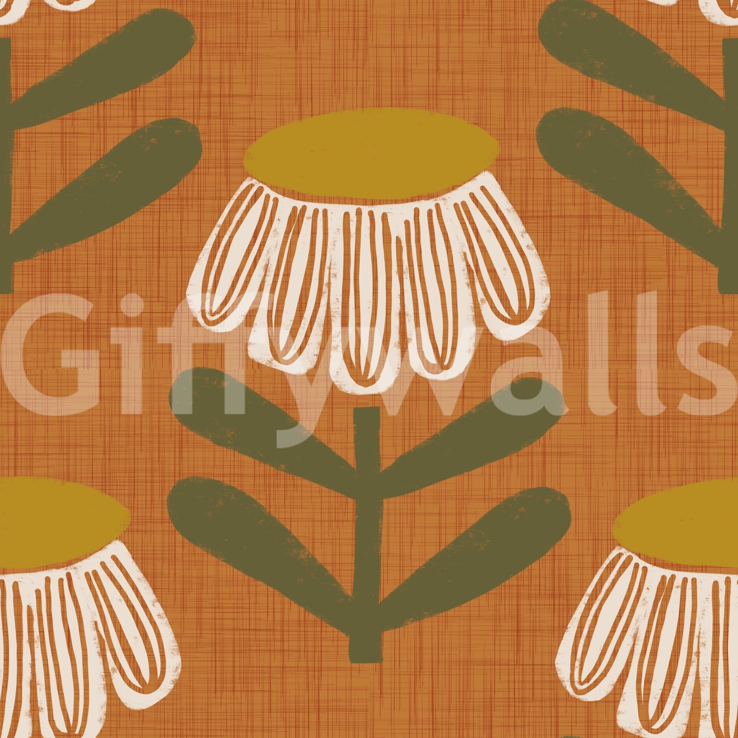 Modern retro floral wall design