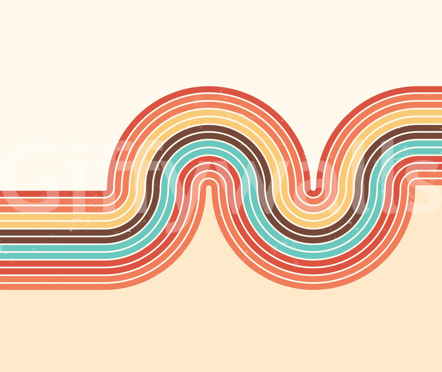 Retro Curvy Lines 3 Wall Mural