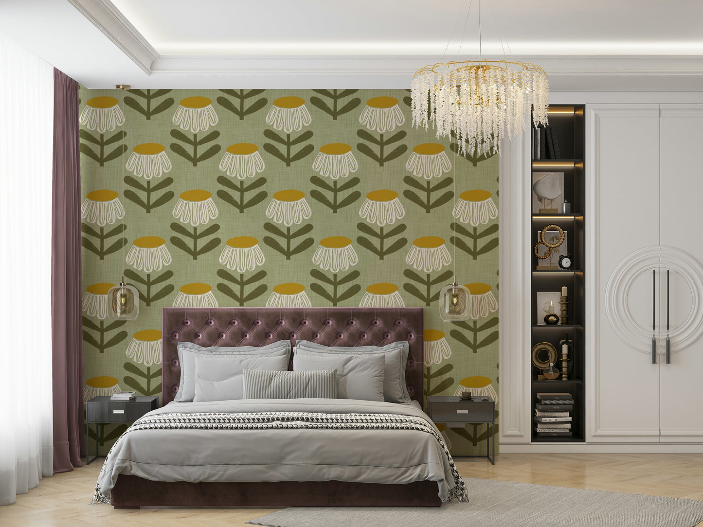 Retro flower pattern wallpaper
