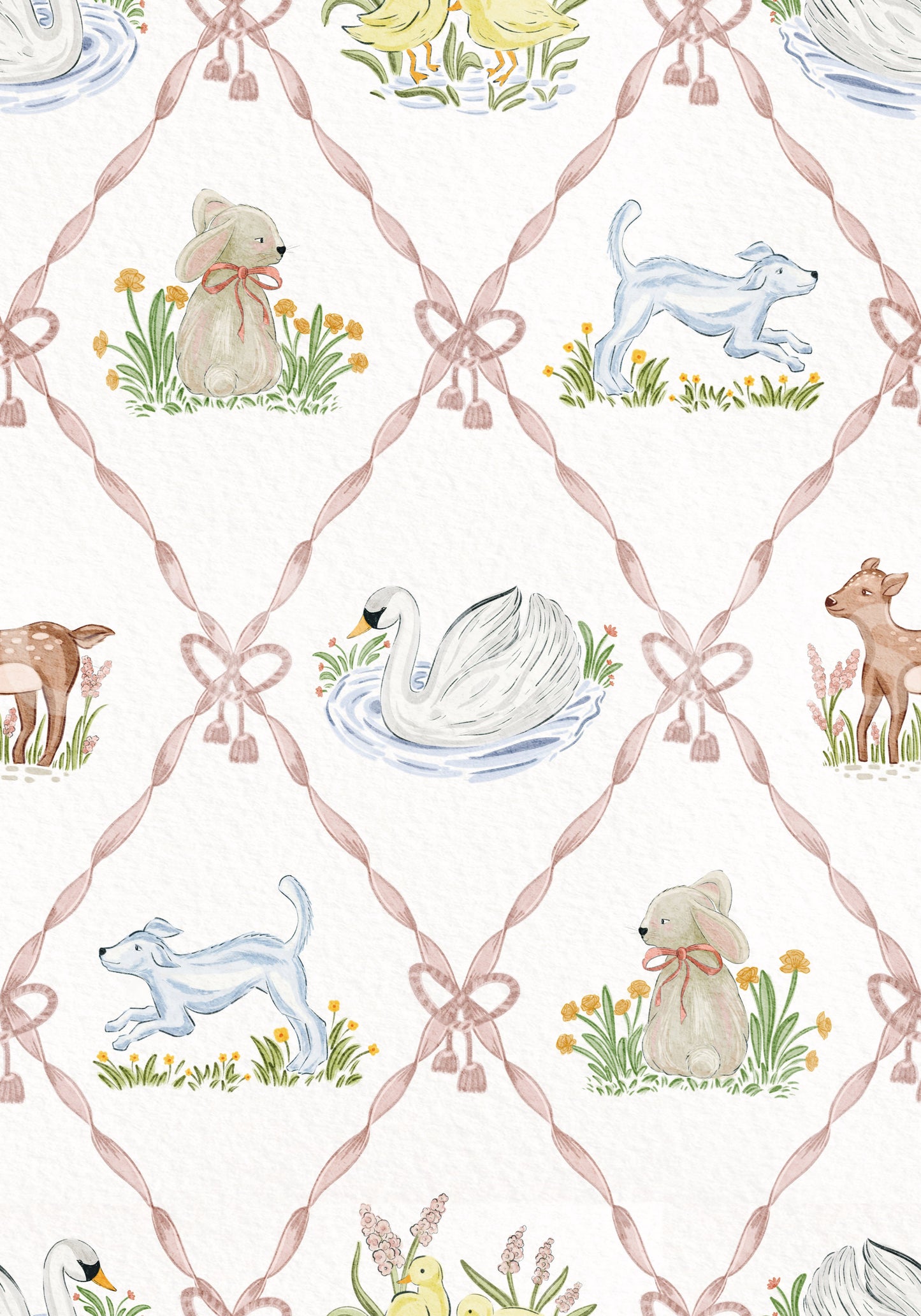 Ribbon & Rhymes Nursery Wallpaper Wallpaper