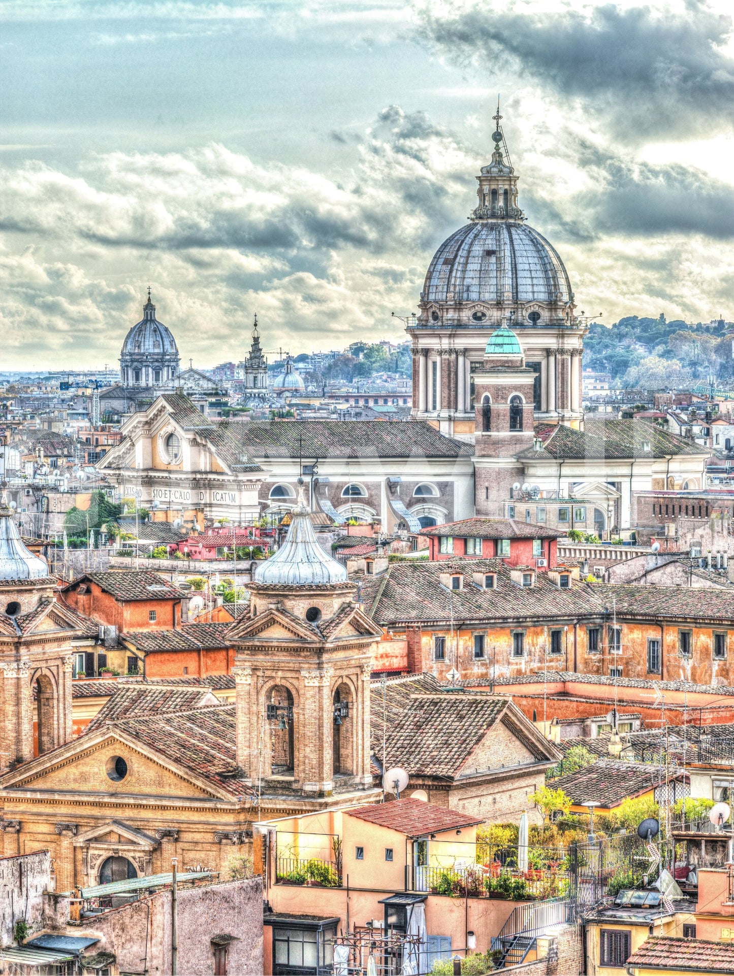 Eternal City View peel and stick wallpaper creates majestic urban horizon.
