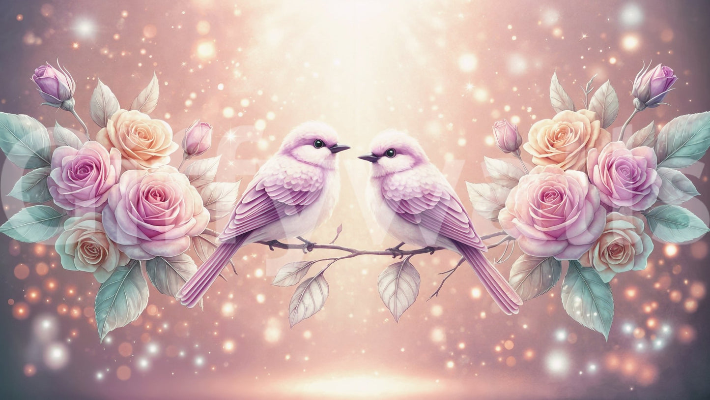 Rose & Songbirds Wall Mural