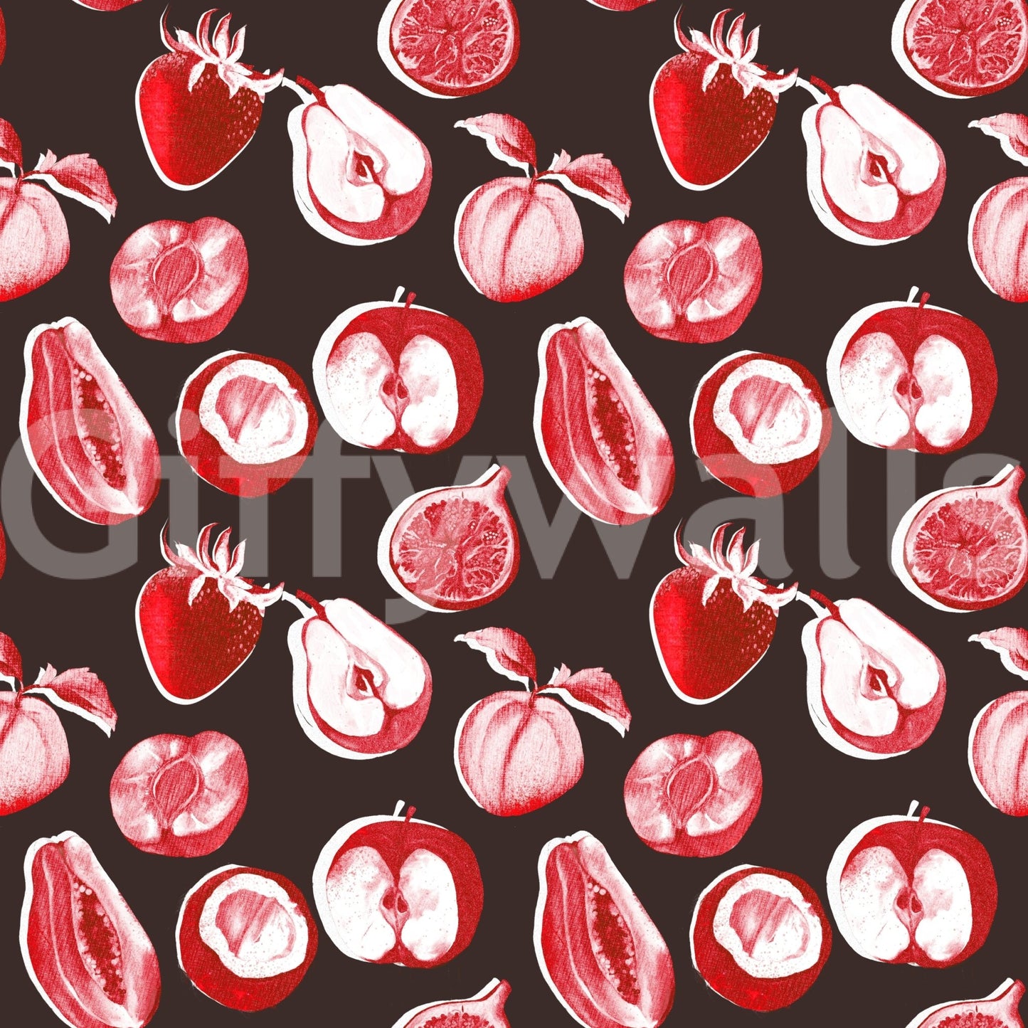 Ruby Harvest Retro summer fruits Wallpaper