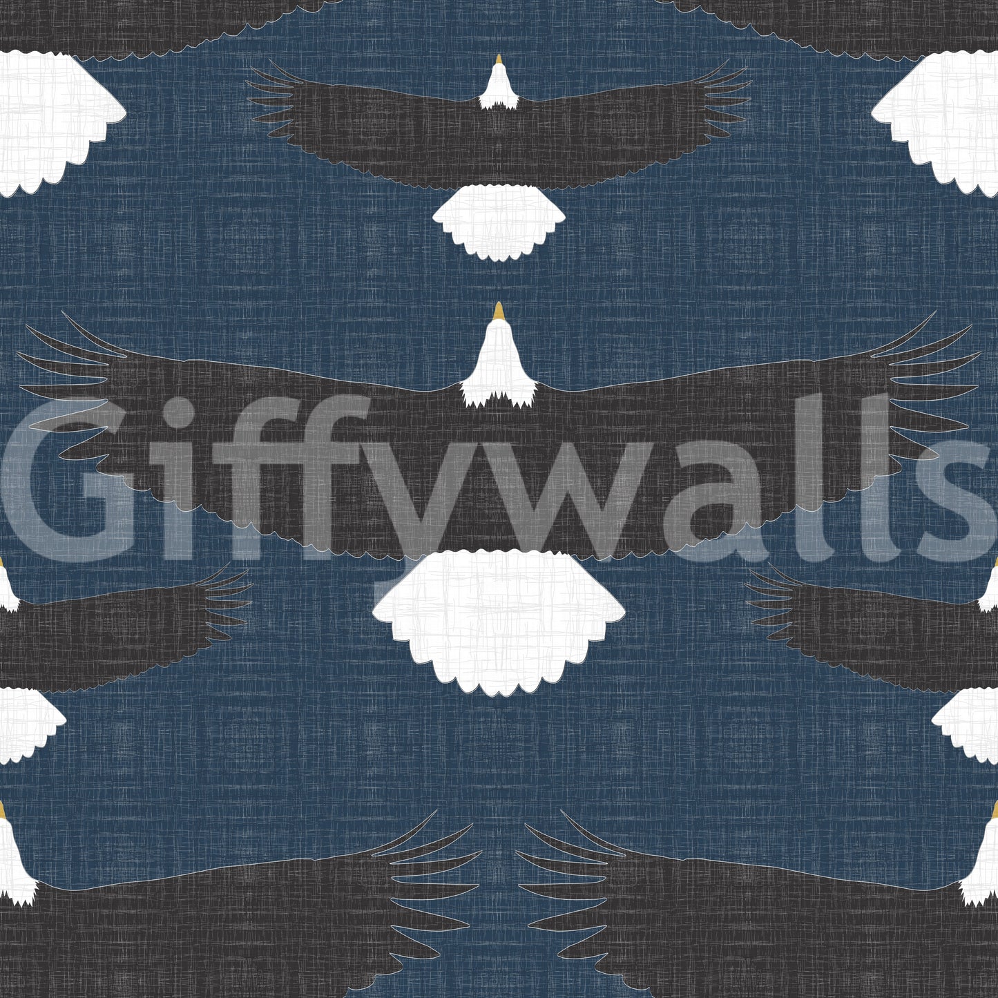 Rustic Americana bald eagle wallpaper in blue