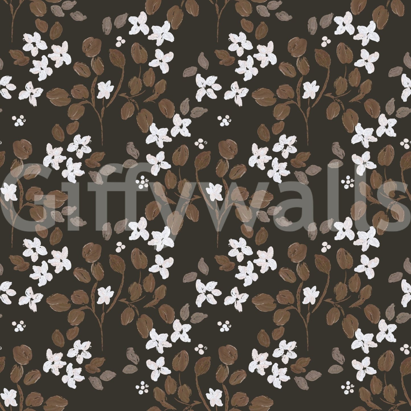 Rustic Bloom Small white oil painted flowers Wallpaper