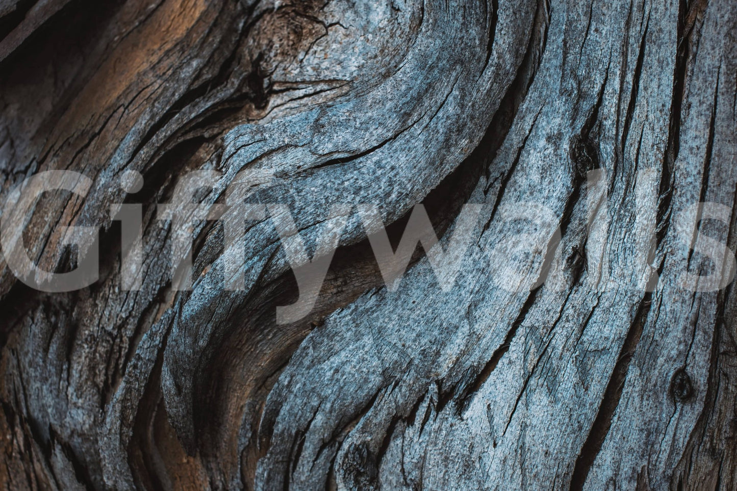 Decorative blue wood wall mural with rustic texture and subtle weathering for stylish accent walls.