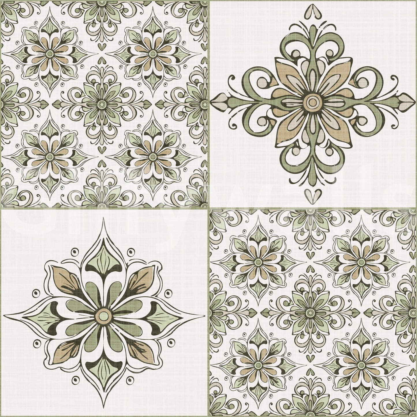 Vintage green tile wallpaper