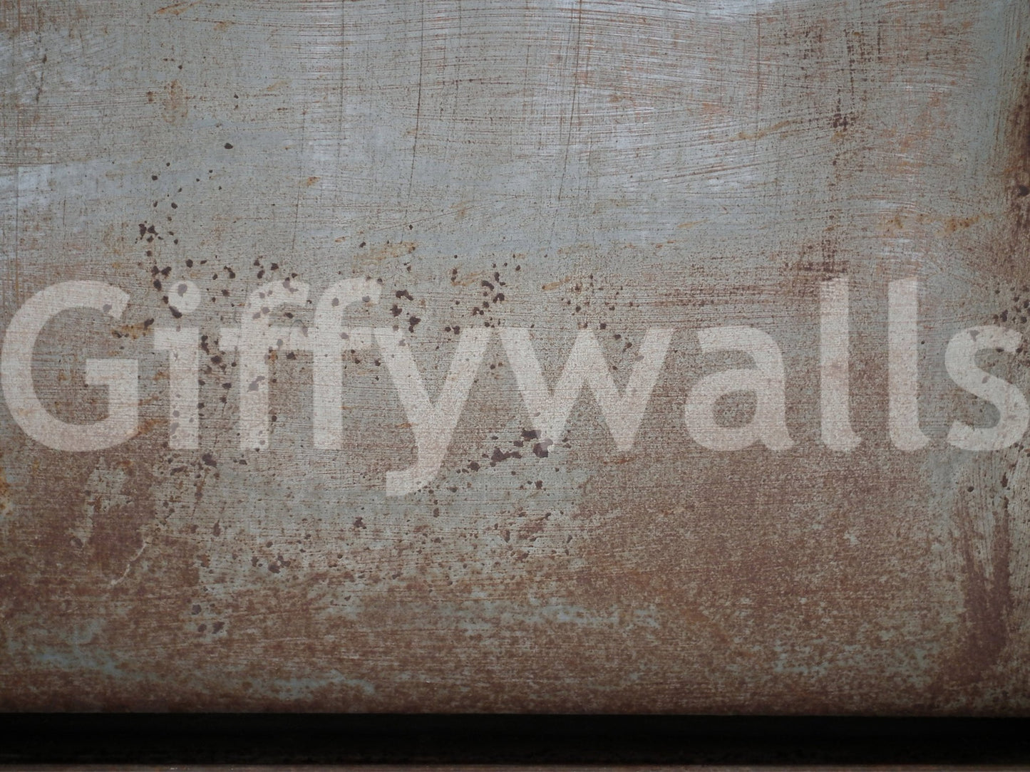 Rough corroded metal wall mural with splatter marks