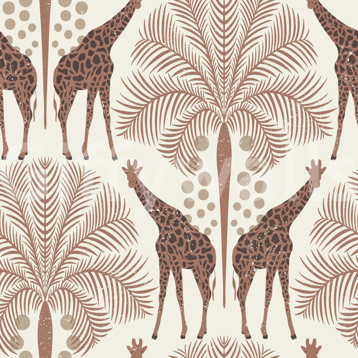 Safari Giraffe in Mocha Mousse Wallpaper