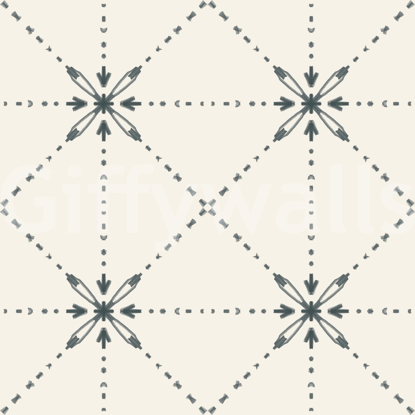 Sashiko Hana - Goshi - Latticed Flower Stitch Outer Space Wallpaper