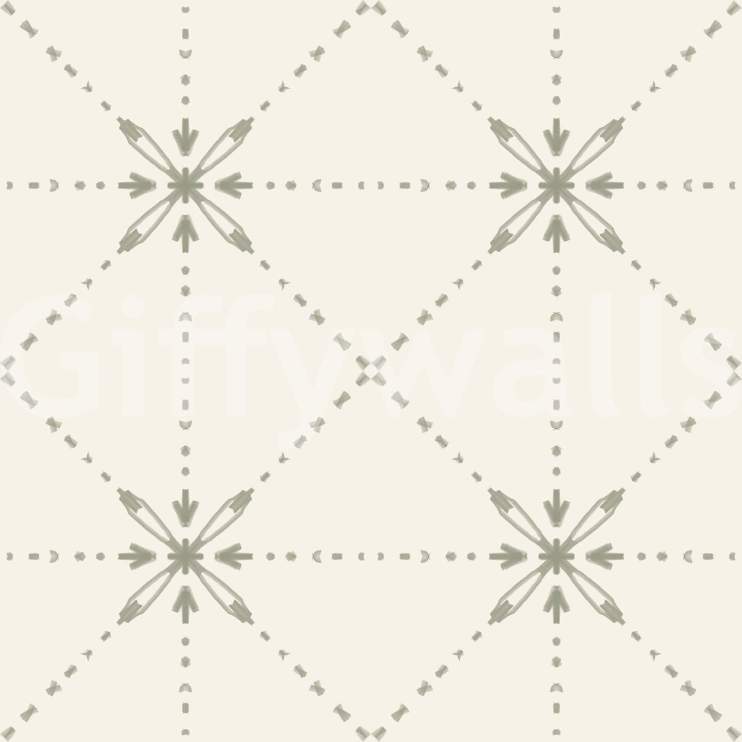 Sashiko Hana - Goshi - Latticed Flower Stitch Sage Wallpaper