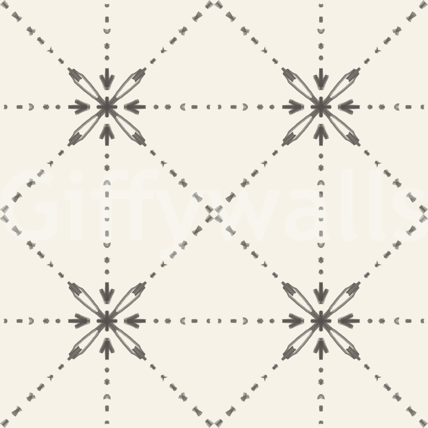 Sashiko Hana - Goshi - Latticed Flower Stitch Silhouette Wallpaper