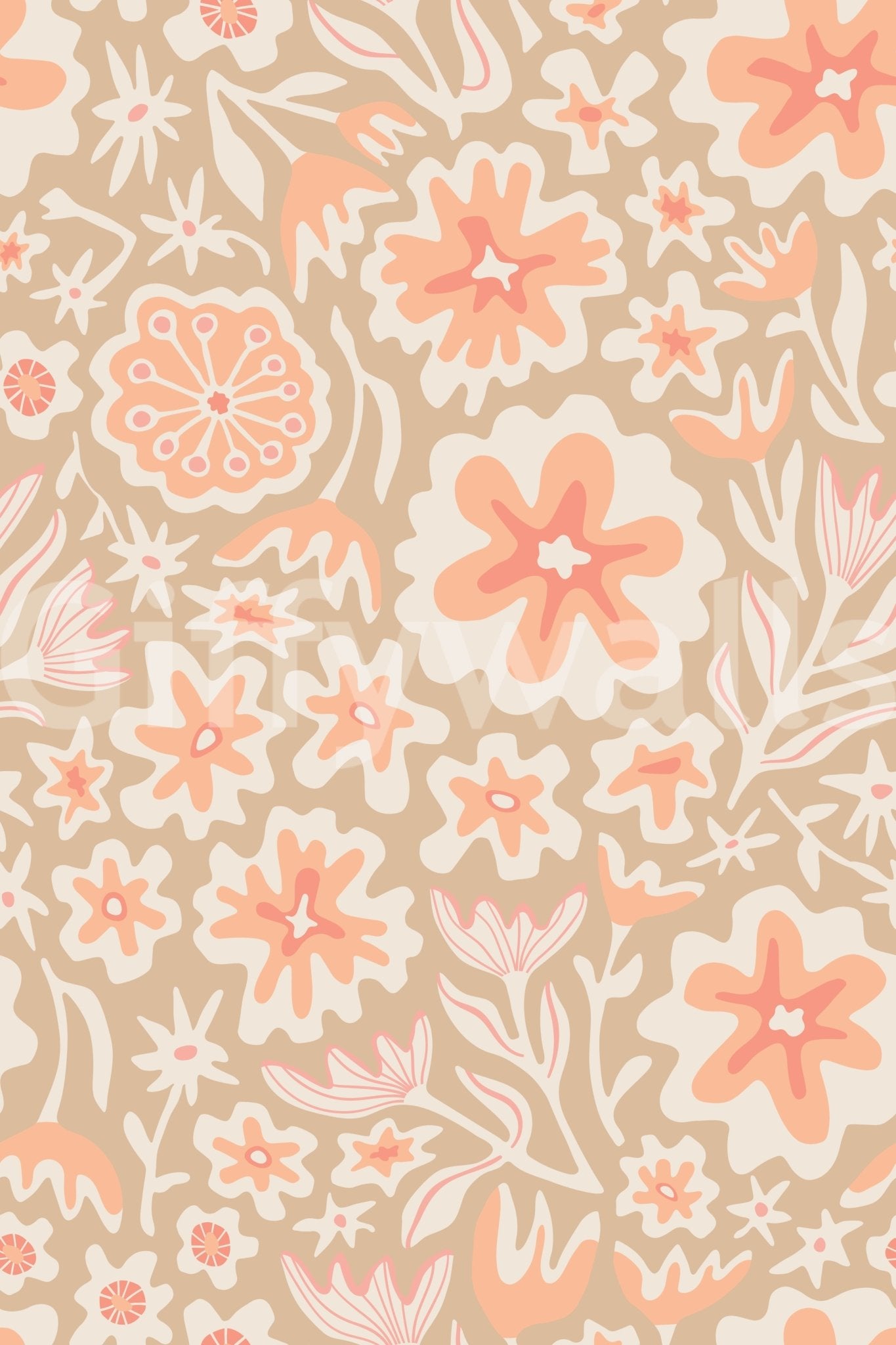 Floral wallpaper with a soft, harmonious feel.
