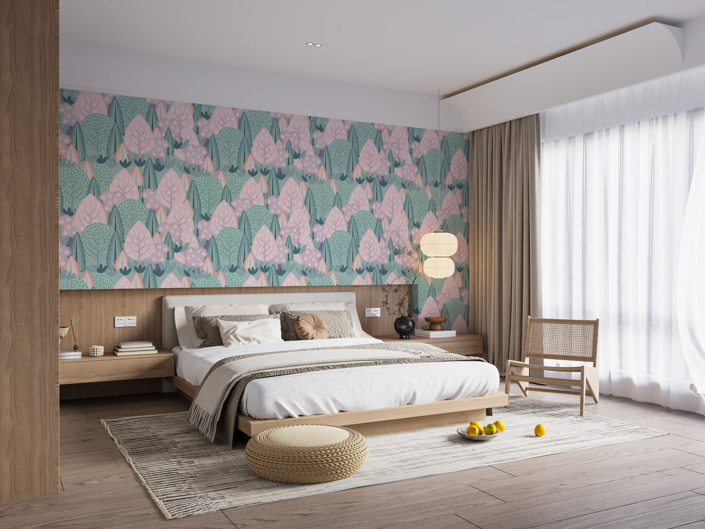 Subtle Scandinavian tree wallpaper design