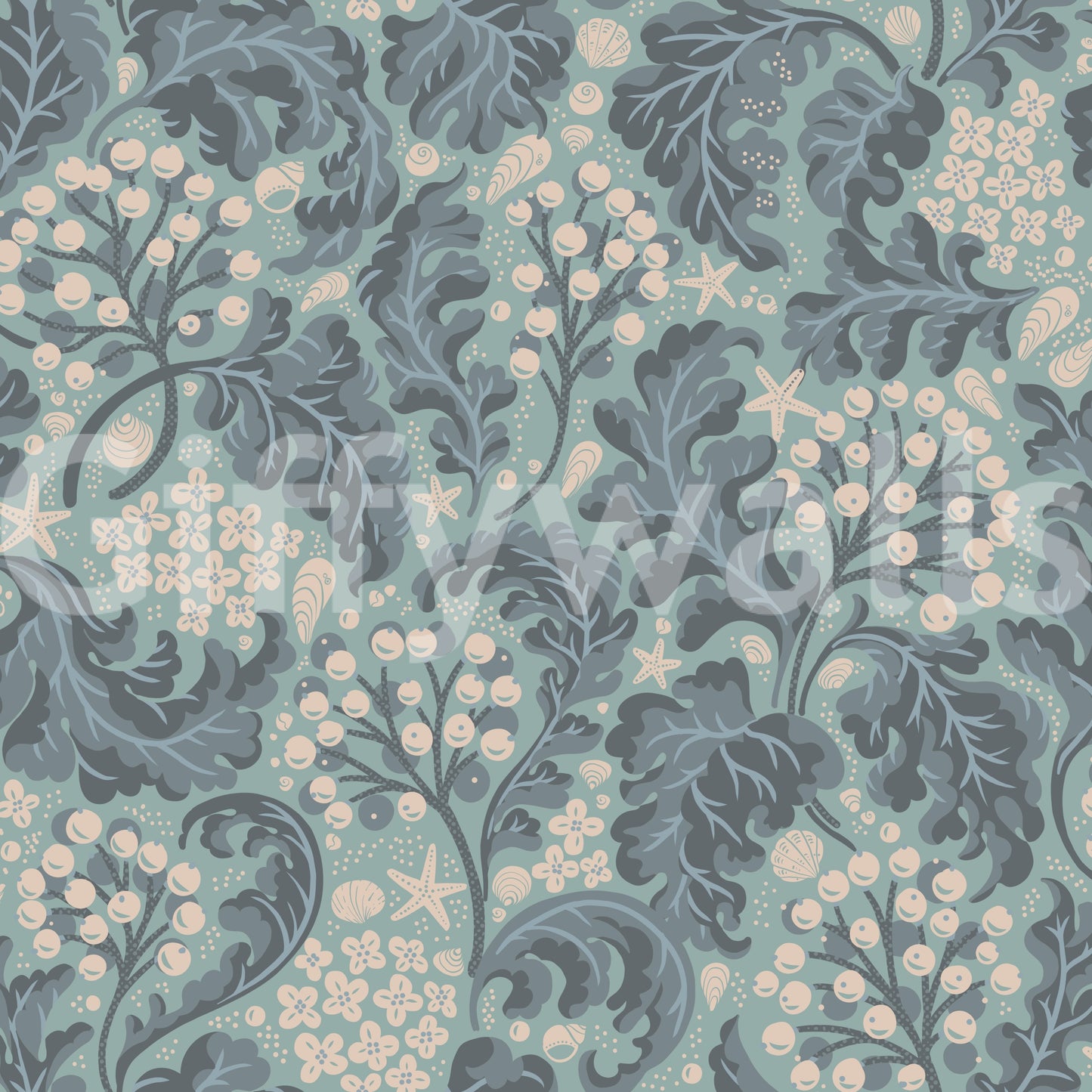 Sea Kale - Aquatic Turquoise Wallpaper
