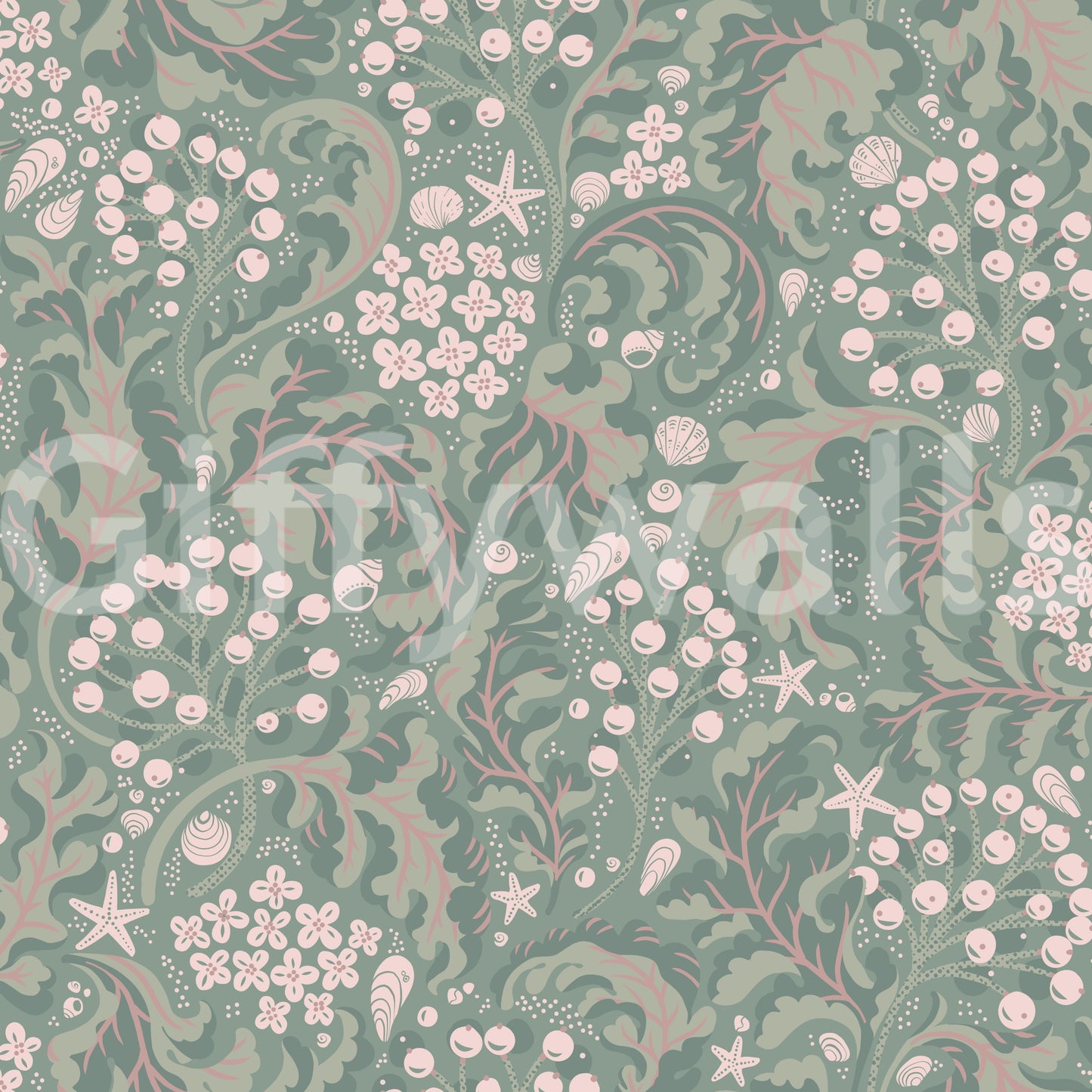 Sea Kale - Rhubarb Green Wallpaper