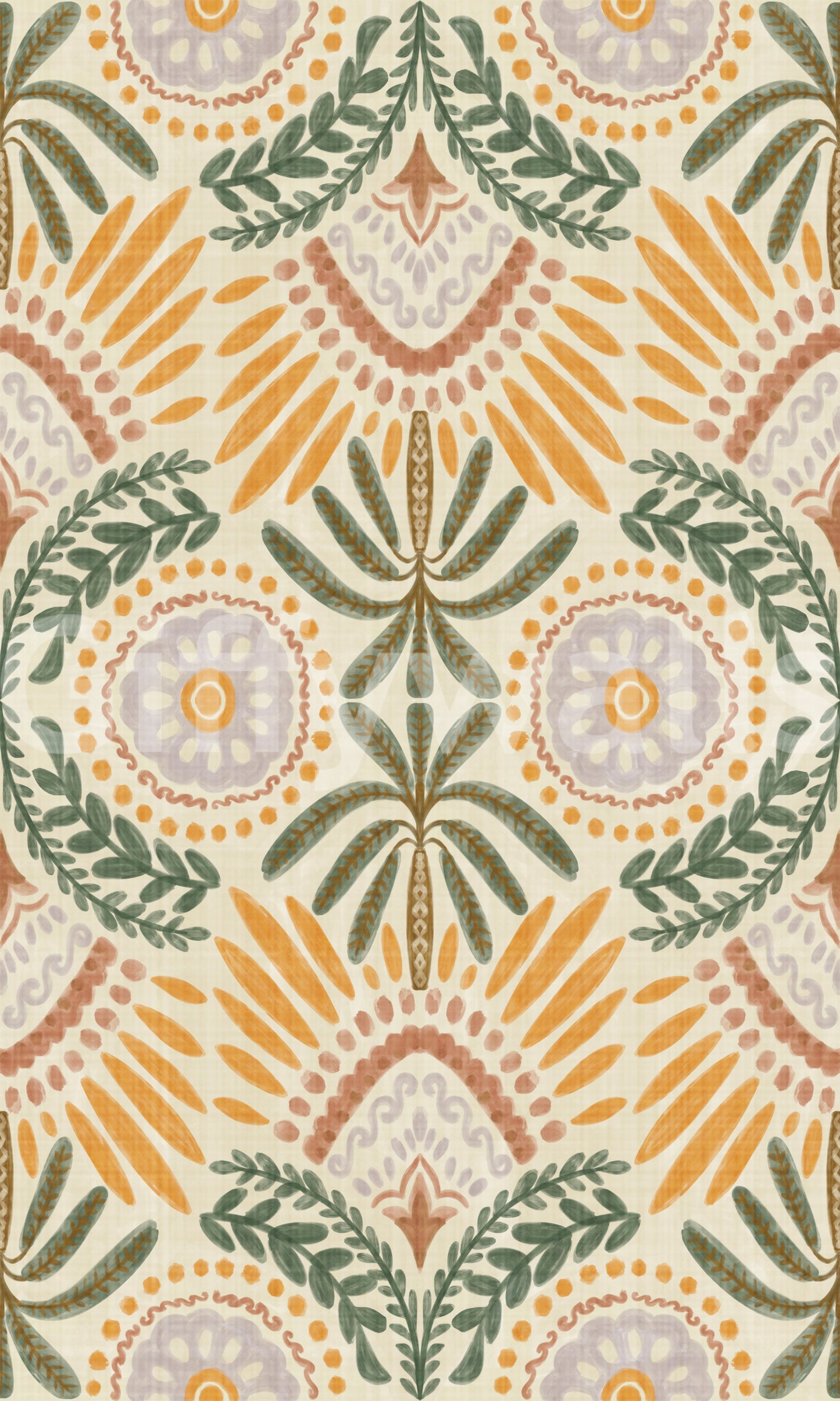 Soft and calming botanical tapestry wallpaper decor