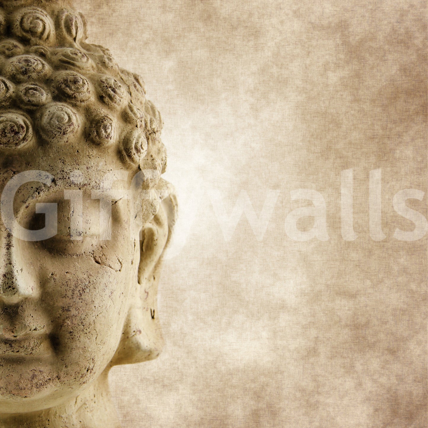 Elegant wall mural showing Buddha figure in calm tones