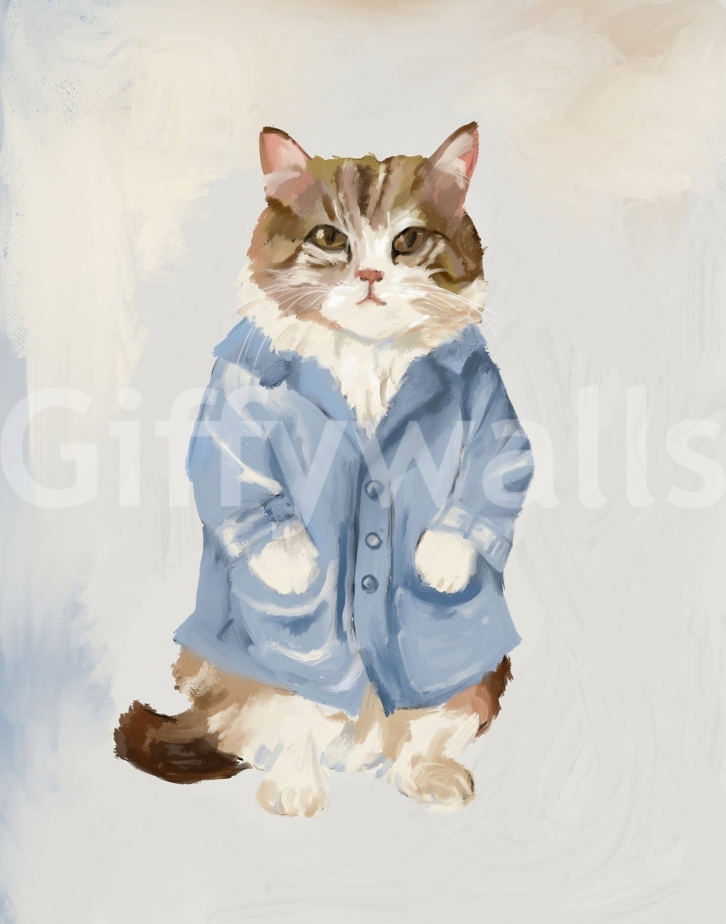 Sir James Blue Jacket Cat oil painting Wall Mural