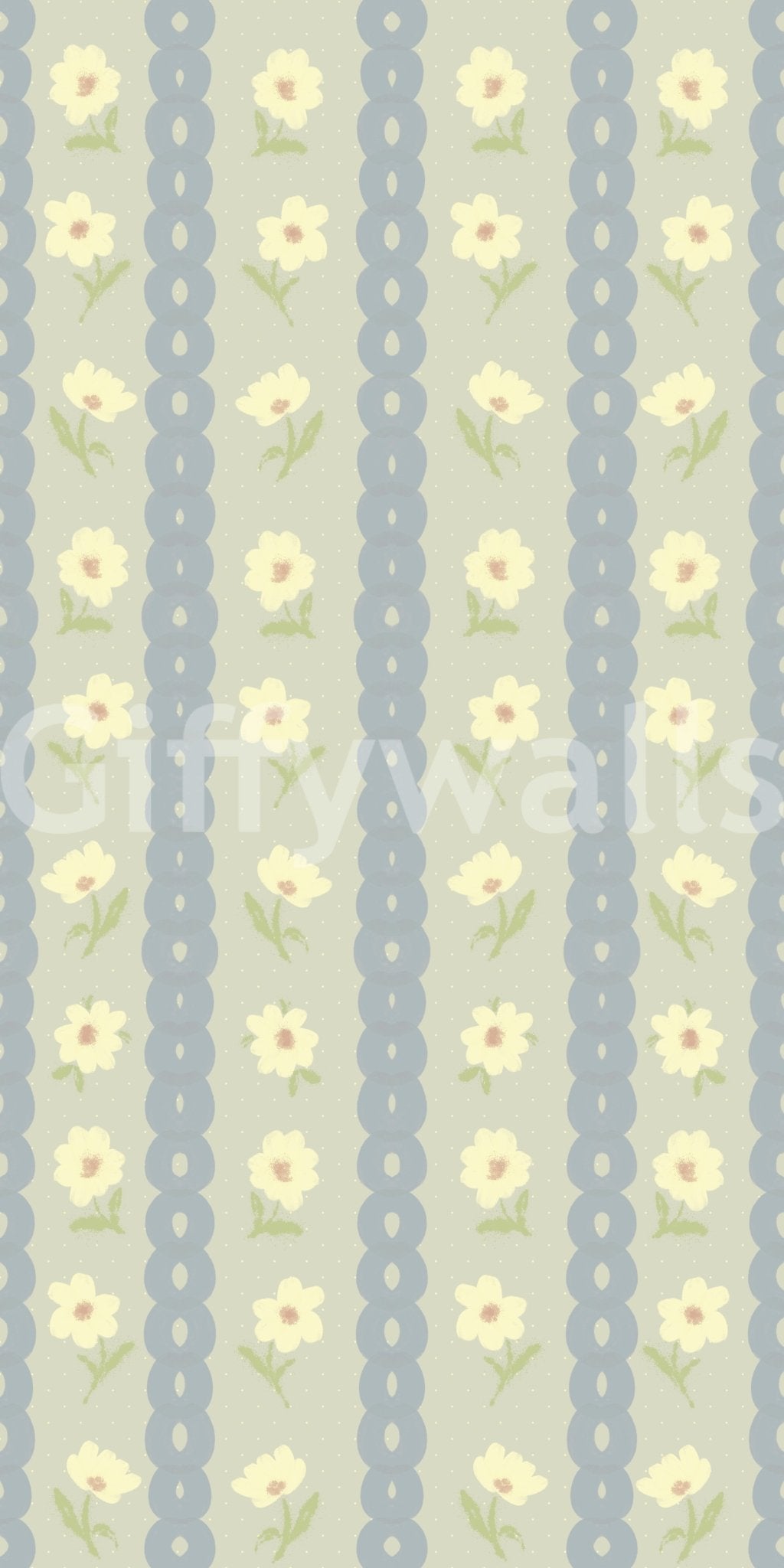 Soft Daisy Stripes Wallpaper