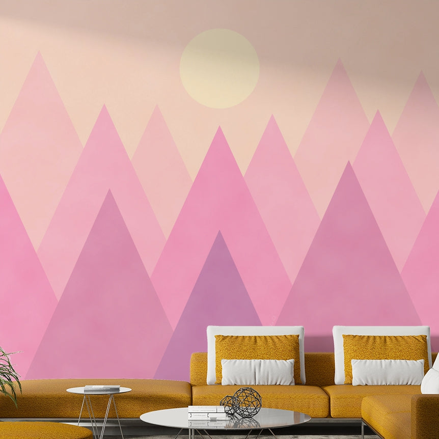Soft Pink Candy Mountains Wallpaper – Fantasy Landscape Wallpaper