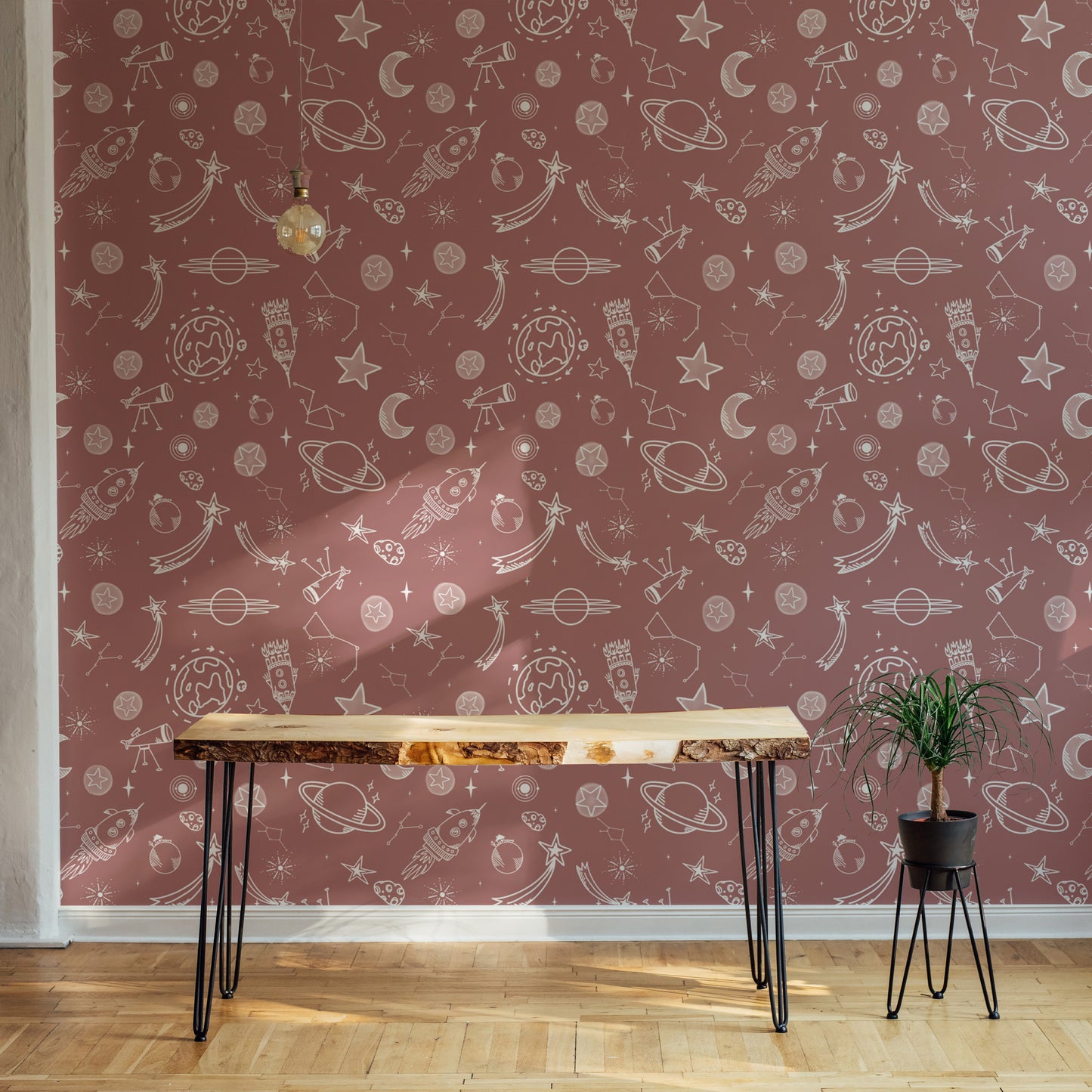 Space Voyage Rose Color Wallpaper for soft decor