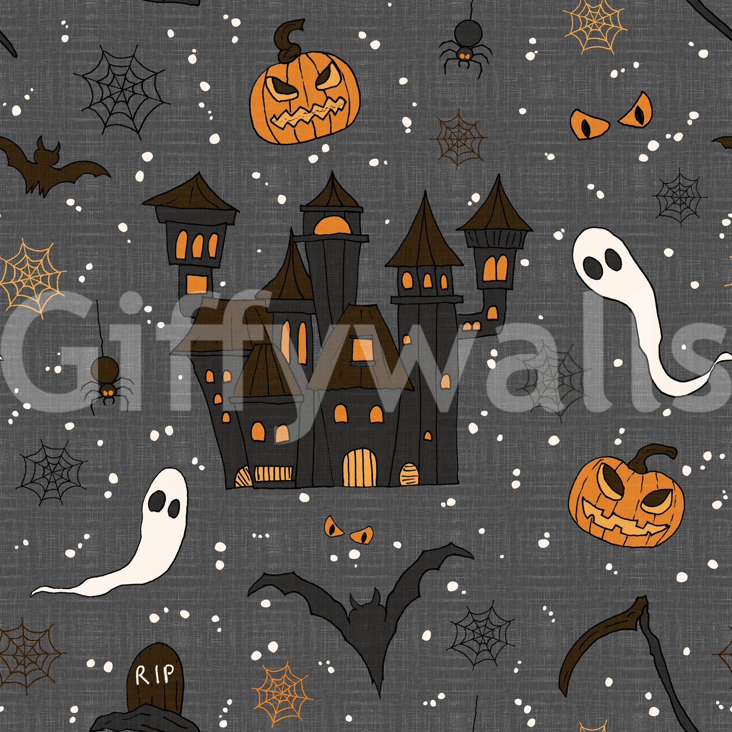Phantom Castle Graveyard Gray spooky wallpaper.