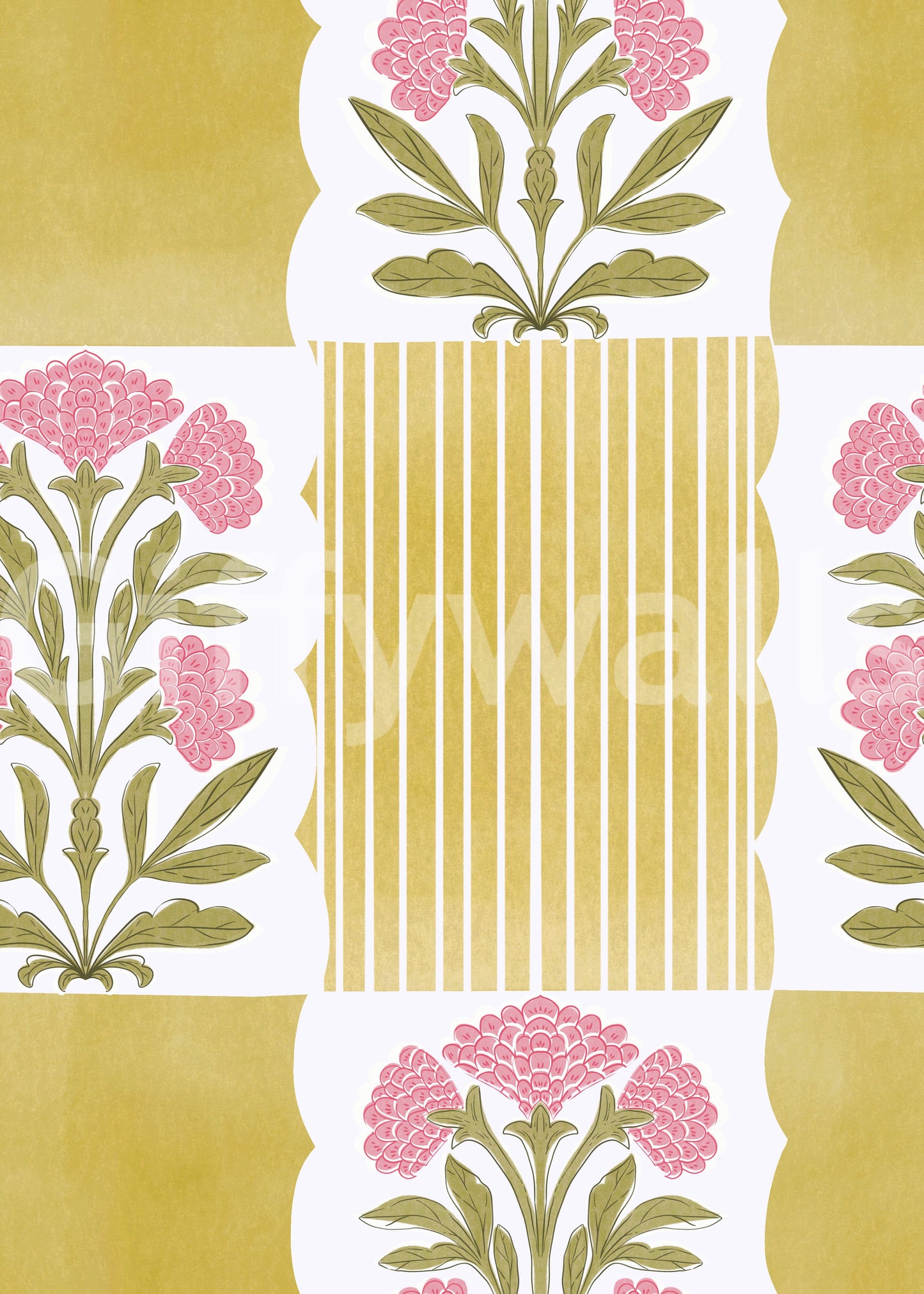 Pastel wallpaper with subtle blooms and bands