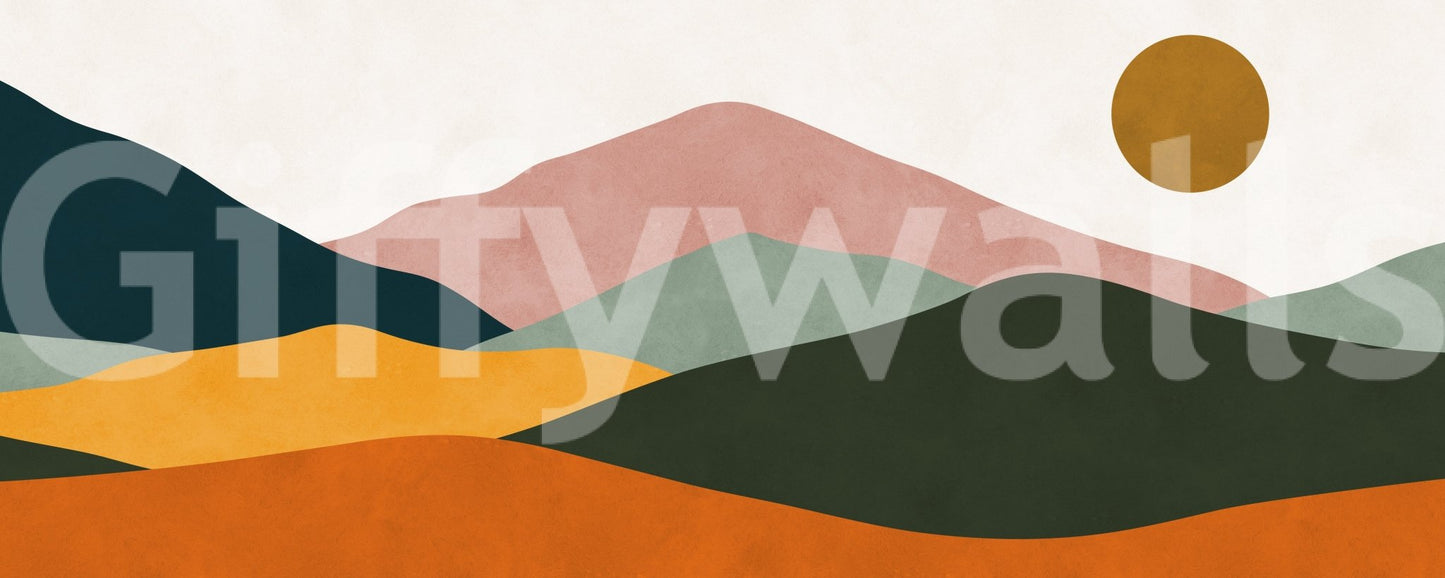 The Sunset Layers wall mural makes a sophisticated and subtle statement.