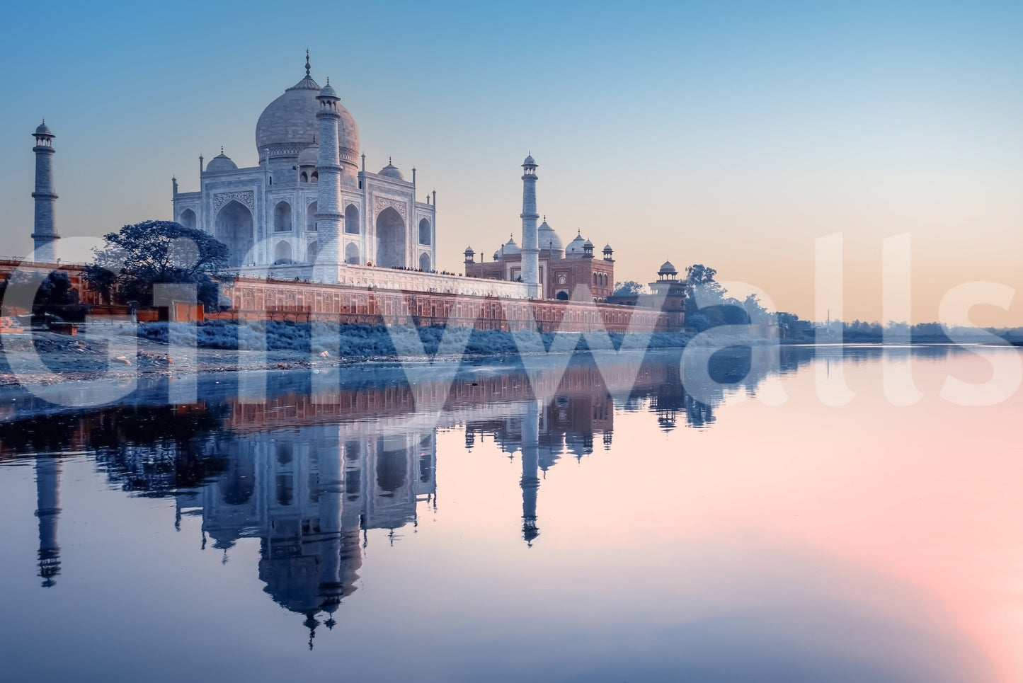 Taj Mahal dream scene mural designed for purple wallpaper interiors