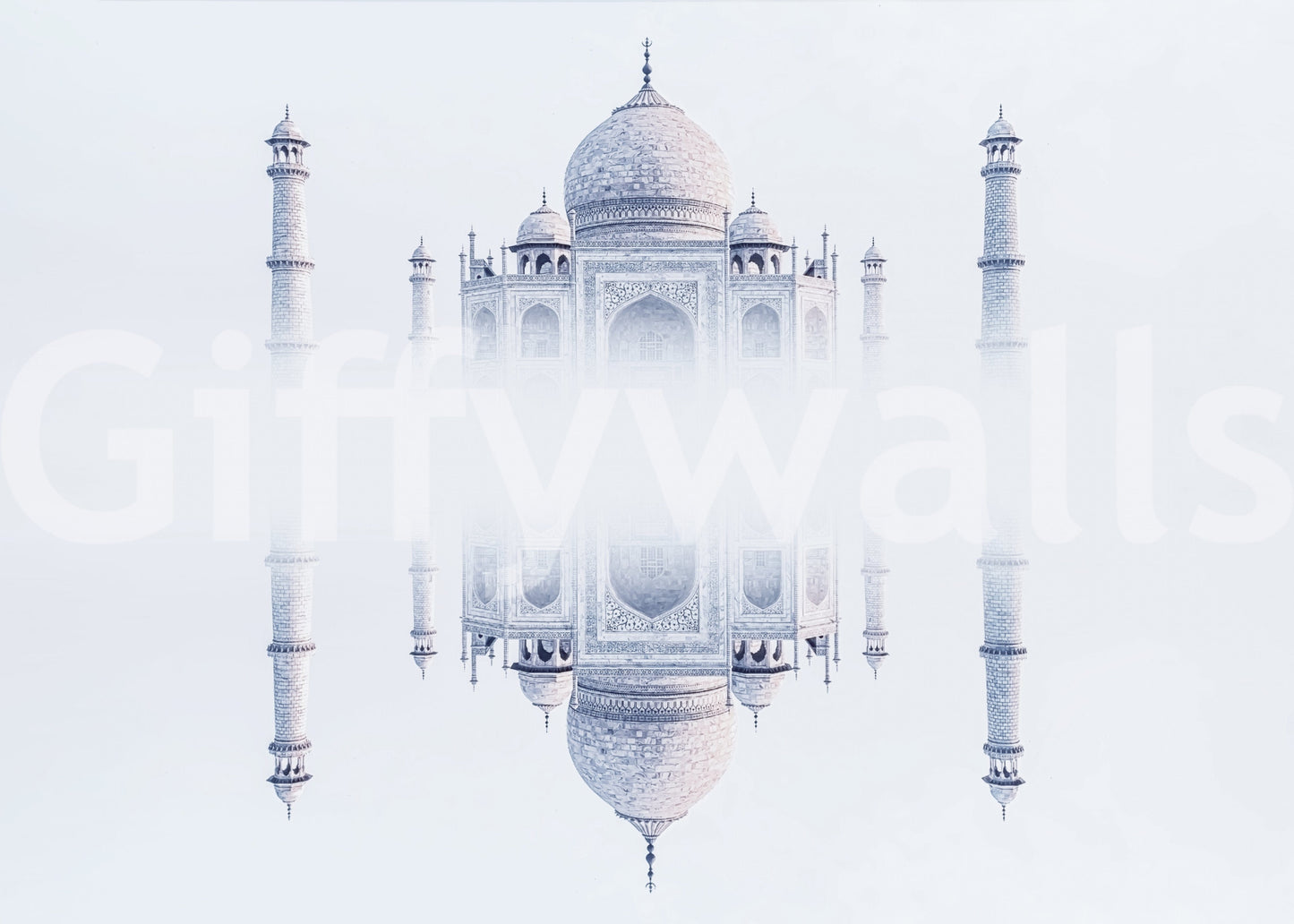 White fortress Taj Mahal Mirage mural elegant architectural print.