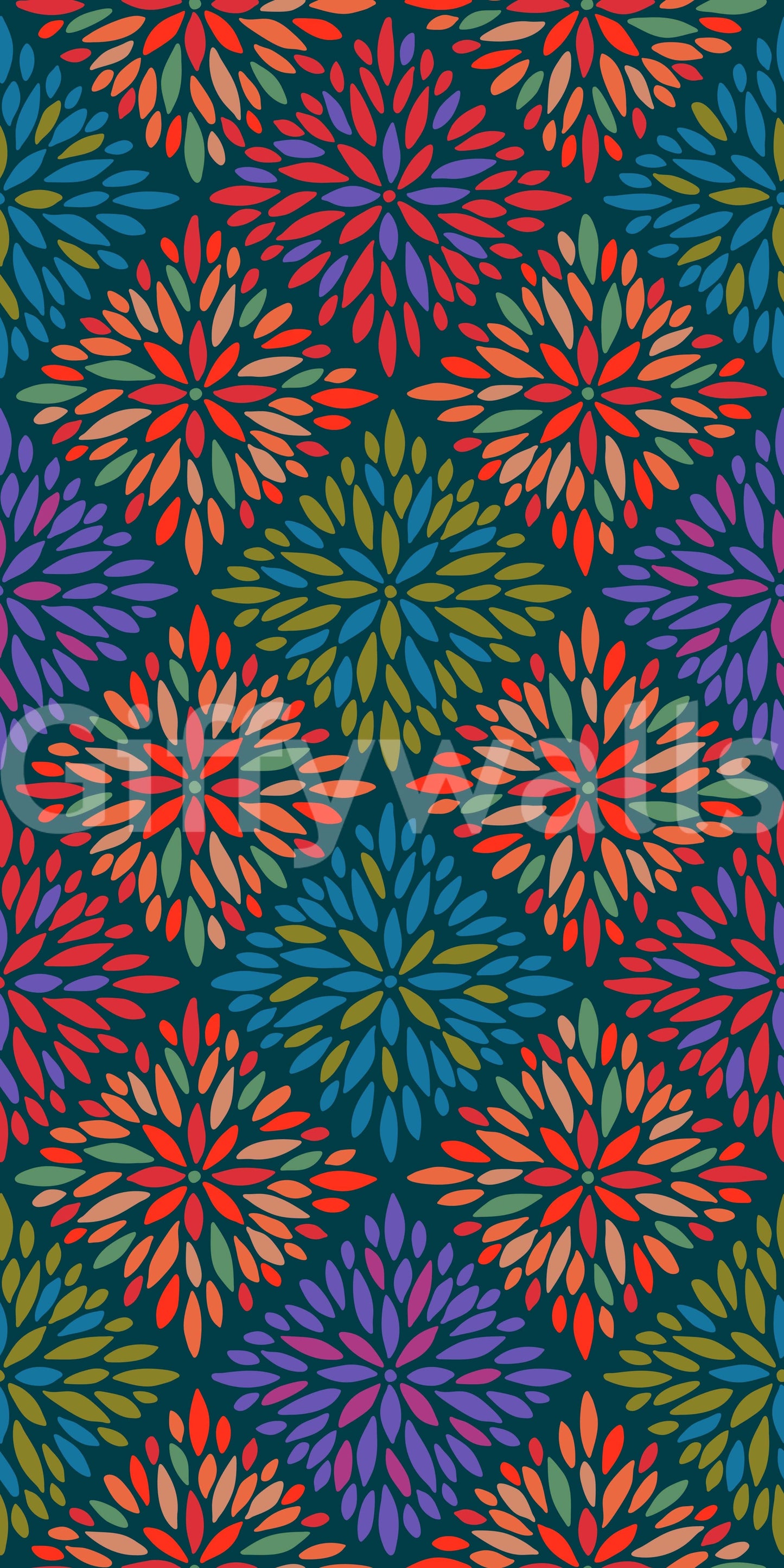 The wallpaper features a subtle, repeating motif.