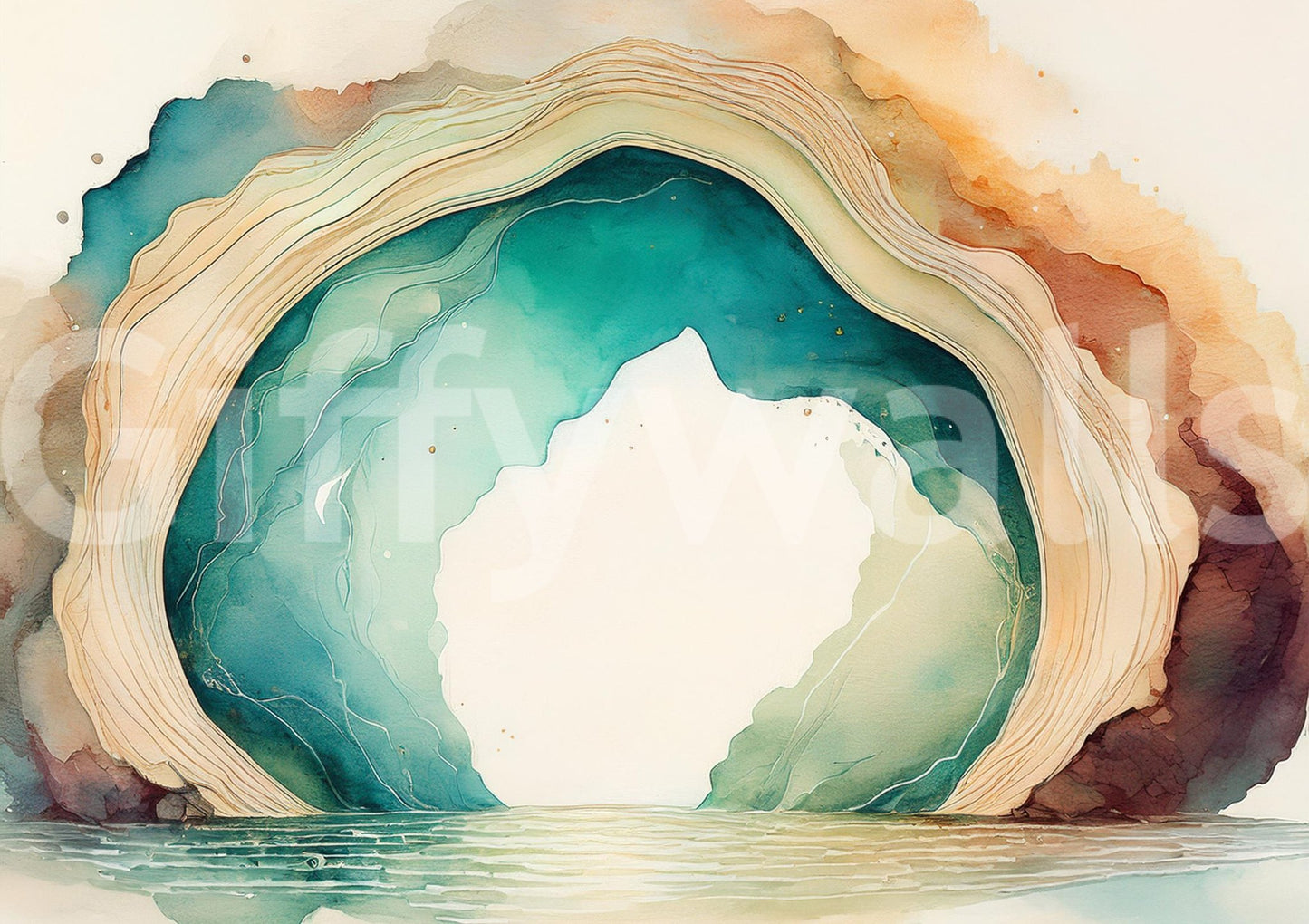 Organic, mystical teal cave design perfect for meditation rooms.