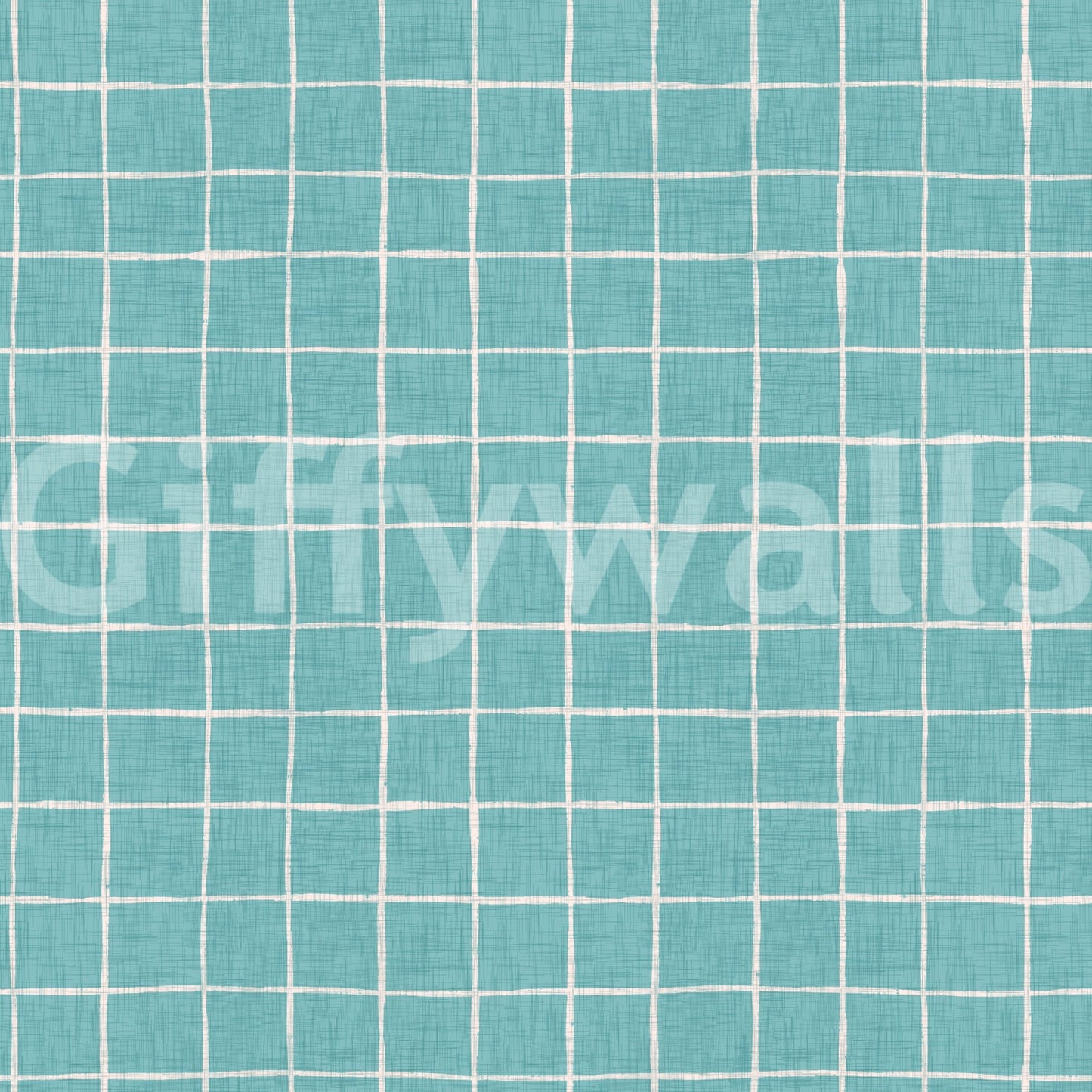 Teal Linen Grid Wallpaper