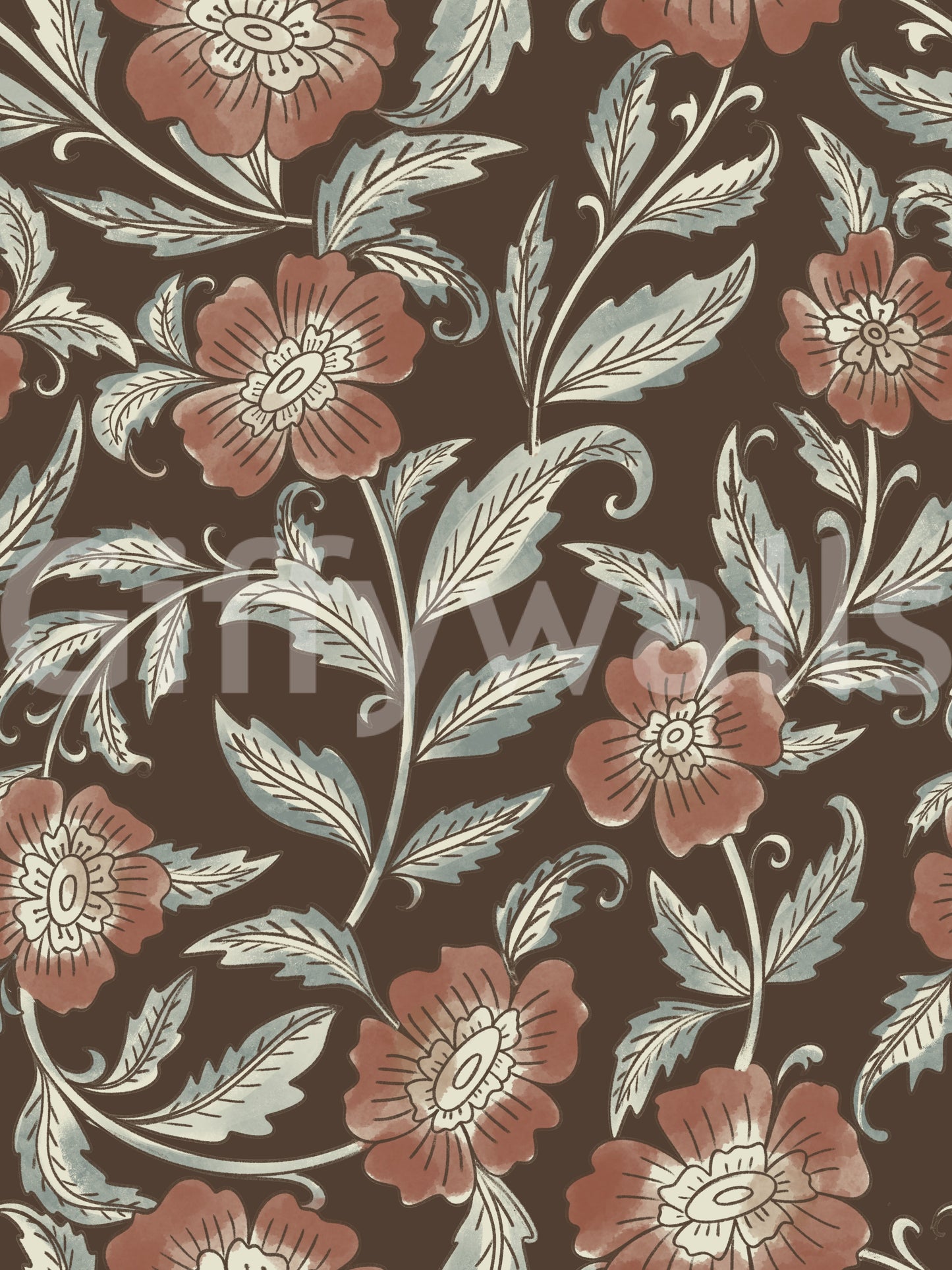 Terracotta blossom Trail Wallpaper