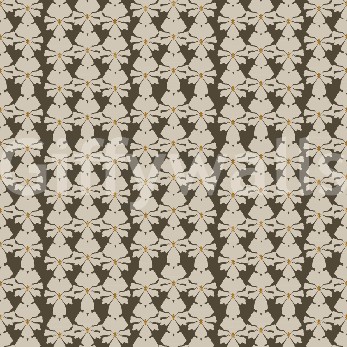 Minimal vintage floral wallpaper in soft cream tones