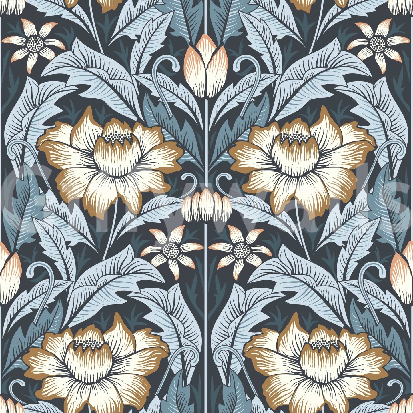 Timeless Garden – Midnight Blue Wallpaper