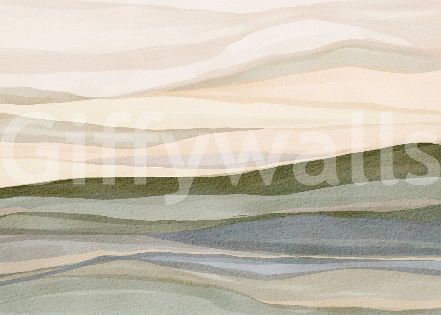 Panoramic Rolling Horizon sketch with misty ridges in organic green hues.