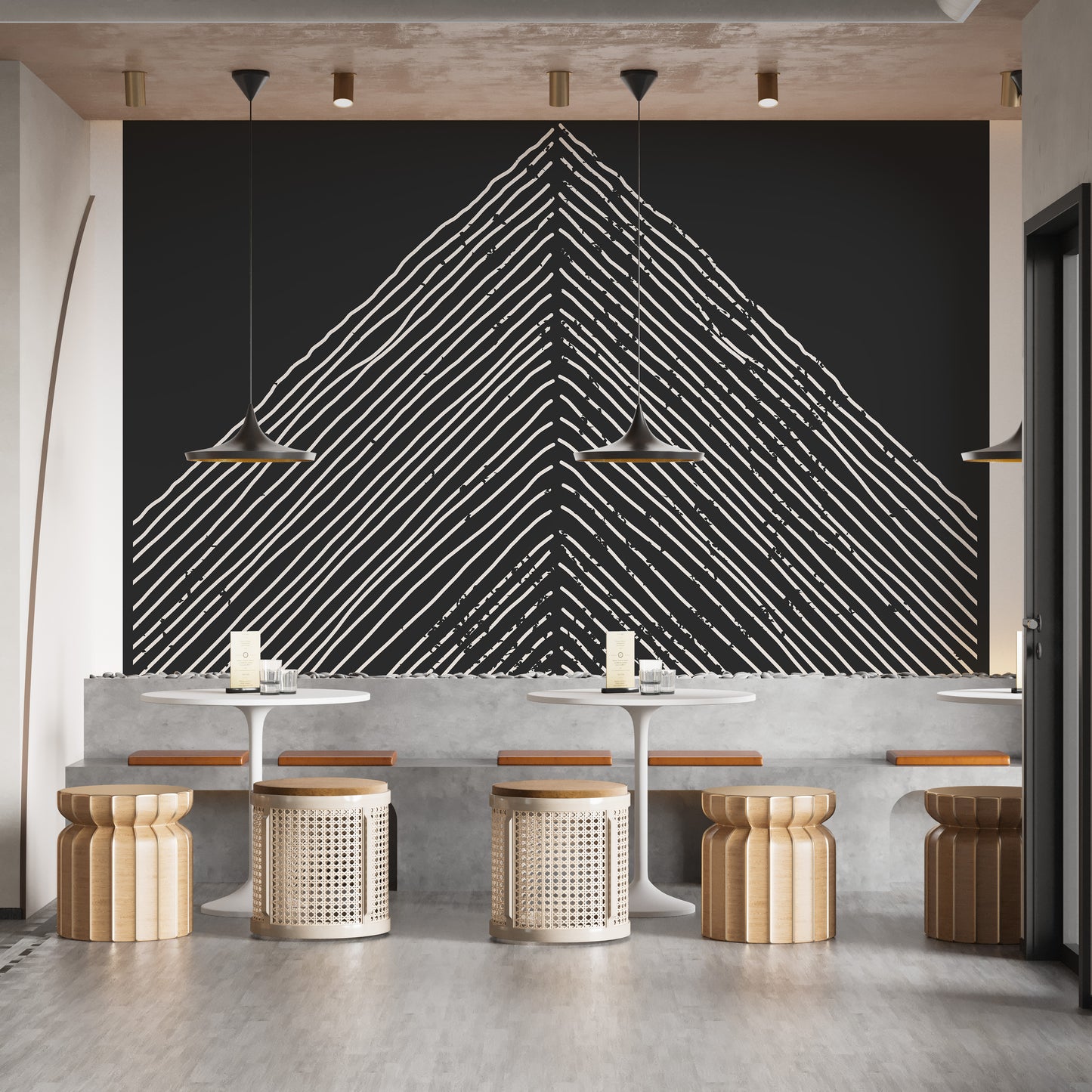 Abstract triangle mountain mural design for walls