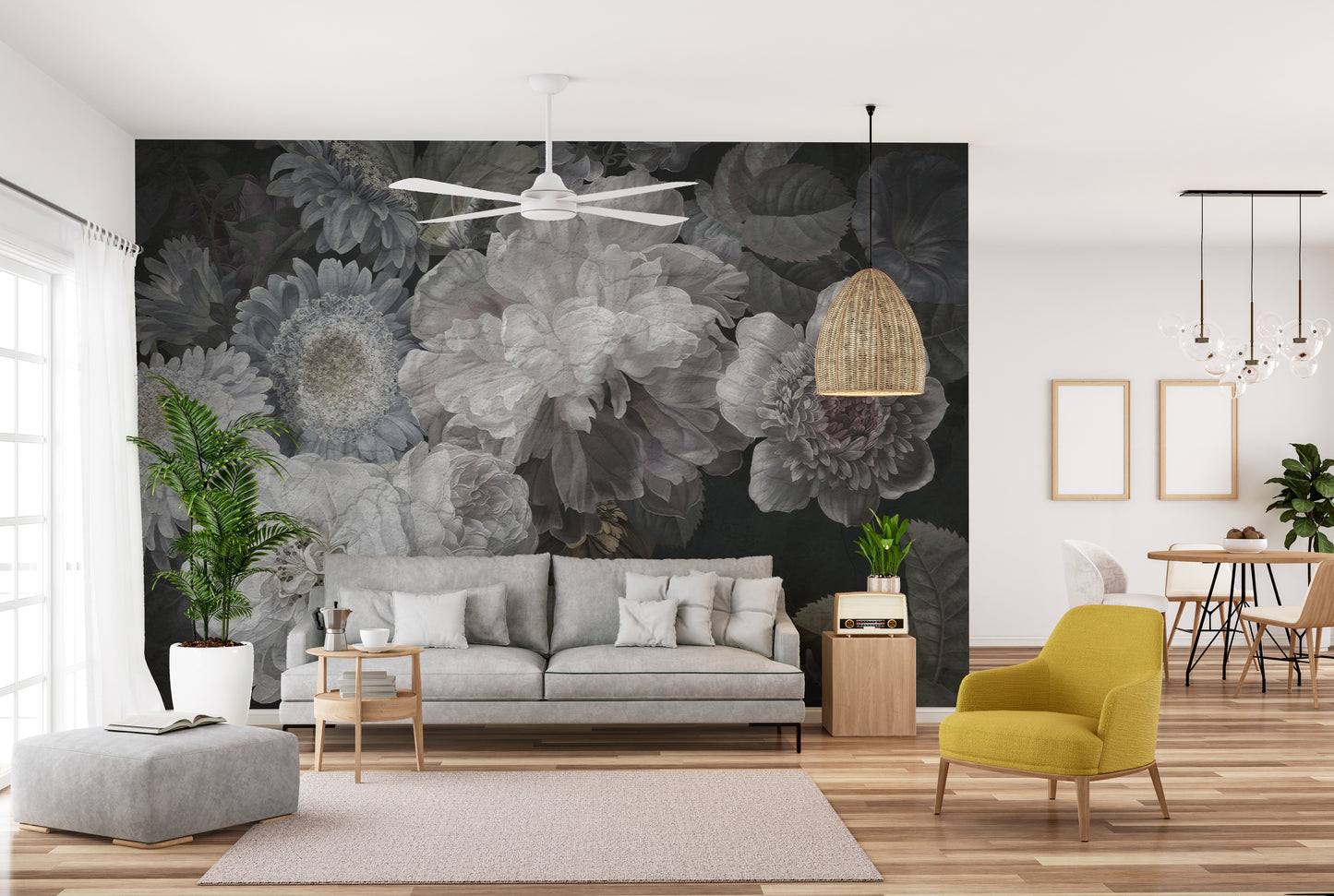 Dusky Floral Art Wallpaper