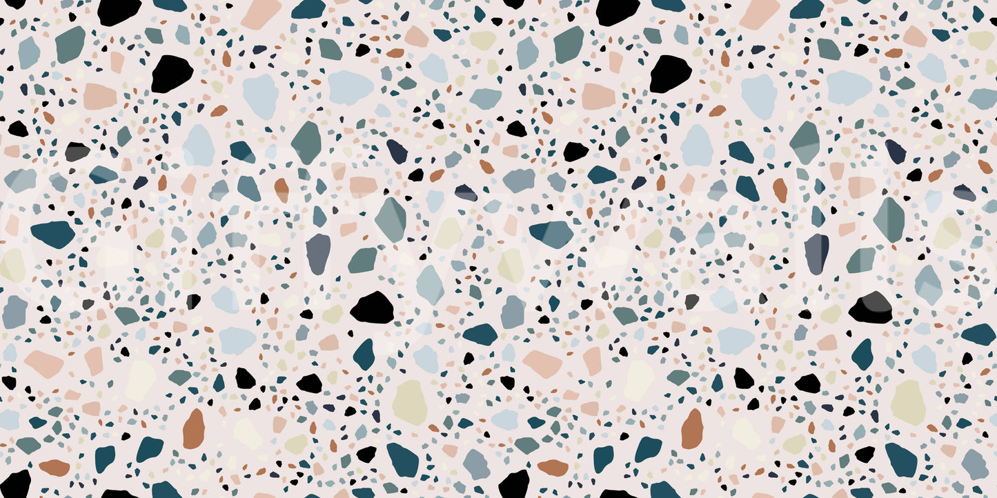 Vibrant Terrazzo pattern unique wallpaper stylish chip shapes.