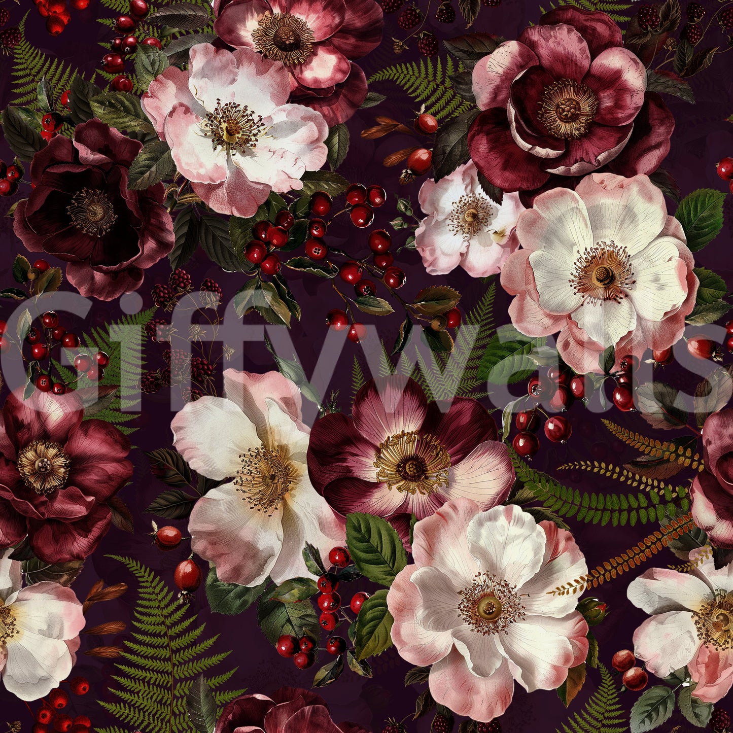 Dramatic rose wallpaper for modern and vintage spaces