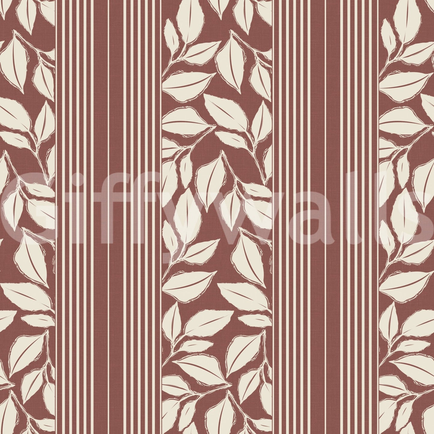 Vintage Trailing Foliage Dark Red Wallpaper