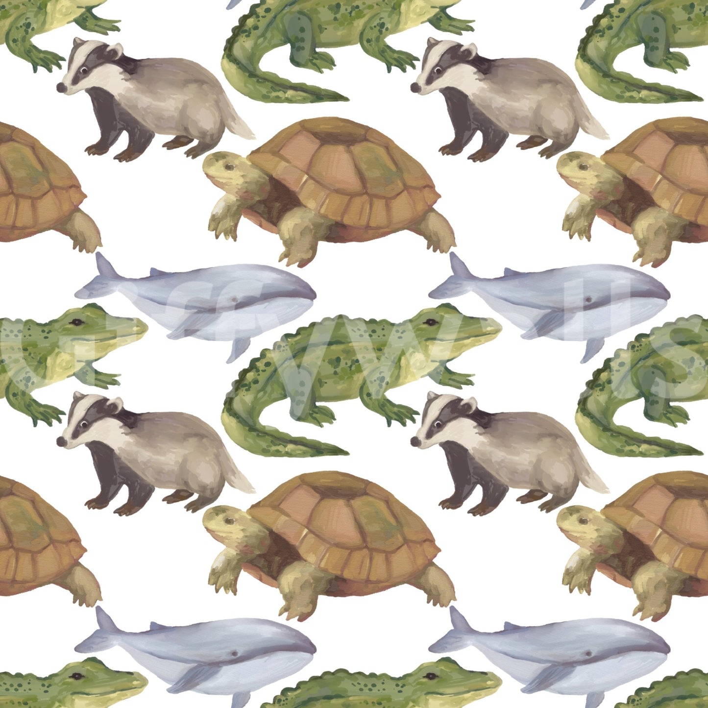 Fun wildlife wall mural featuring colorful tortoise and badger art