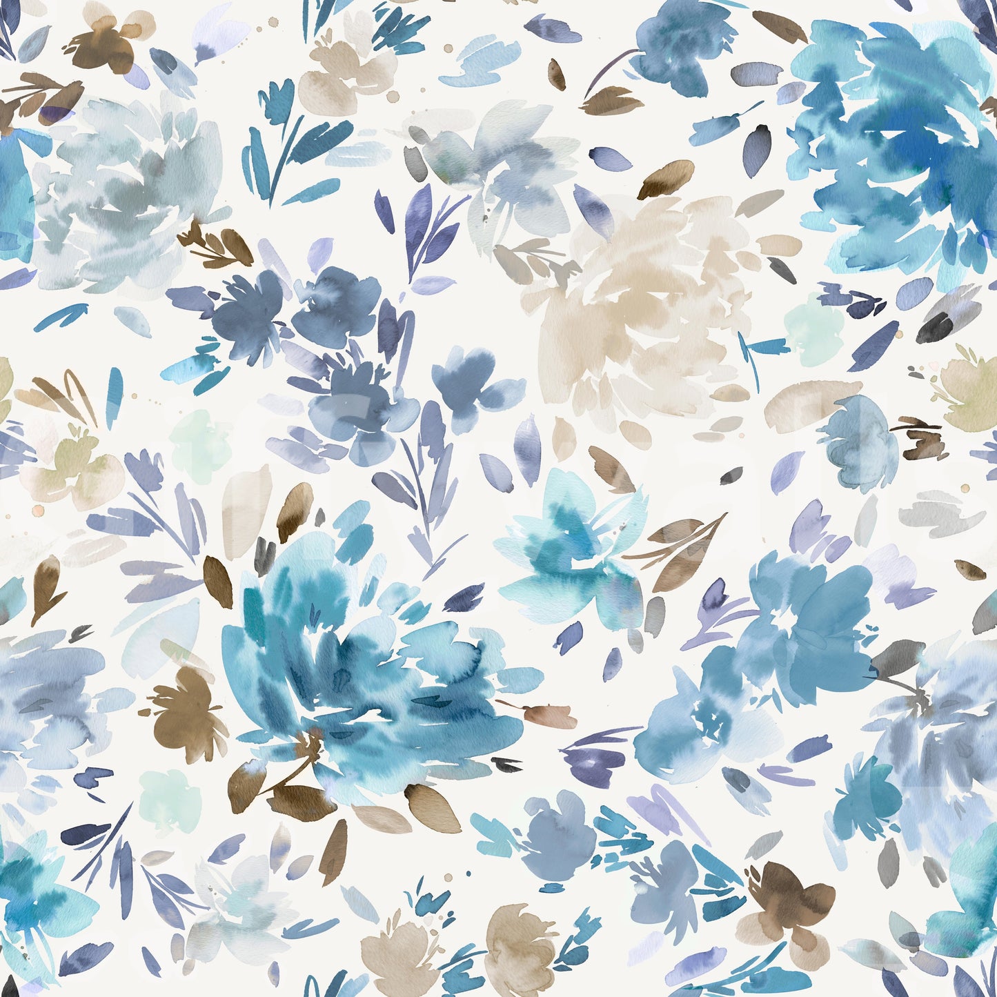 Romantic blue rose wallpaper for classic or modern interiors.