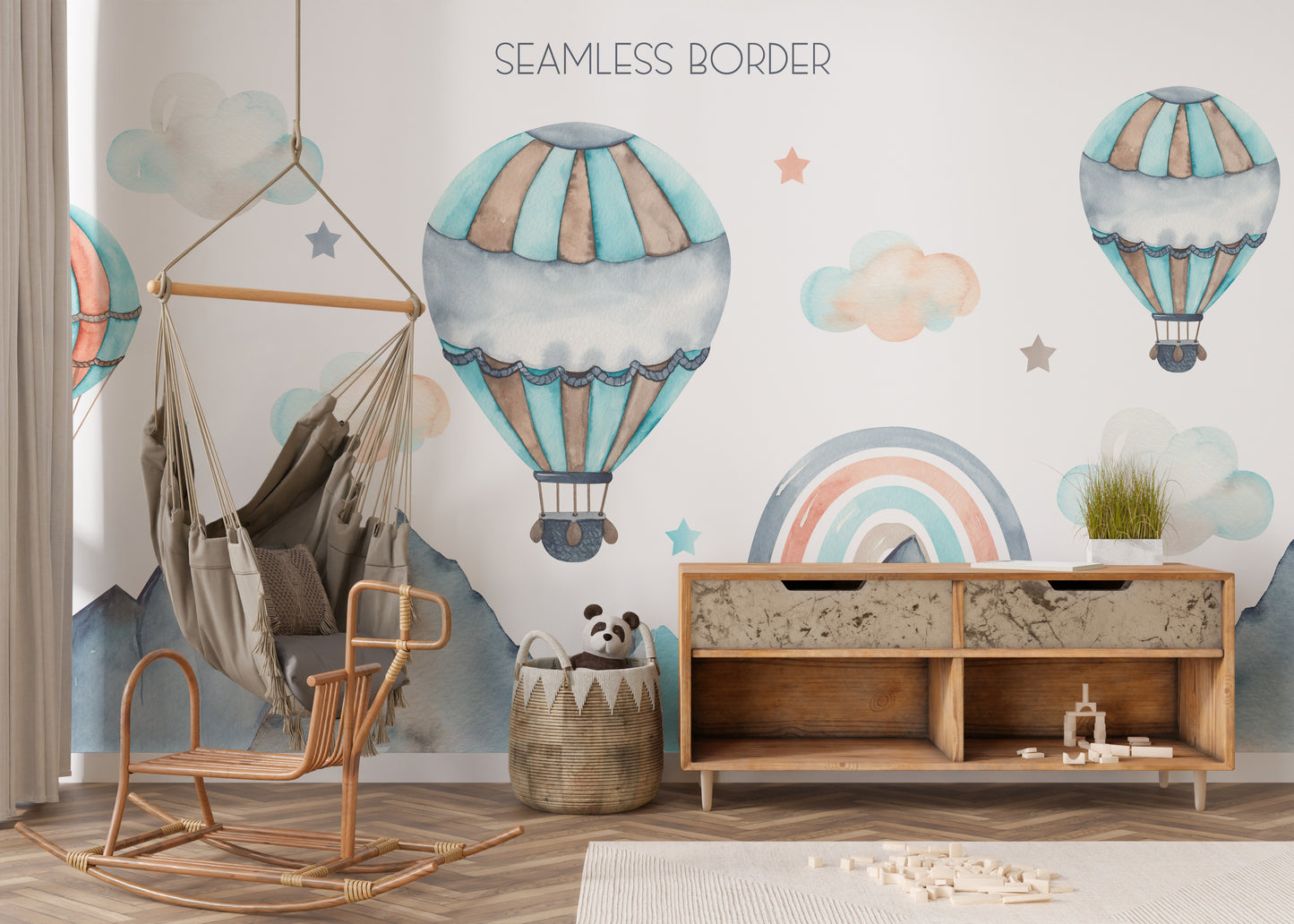 Soft pastel hot air balloons wallpaper