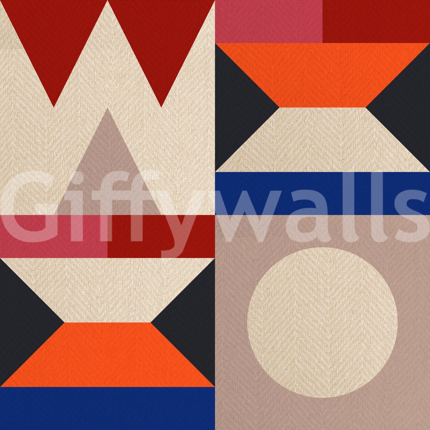 Red and orange block pattern wallpaper