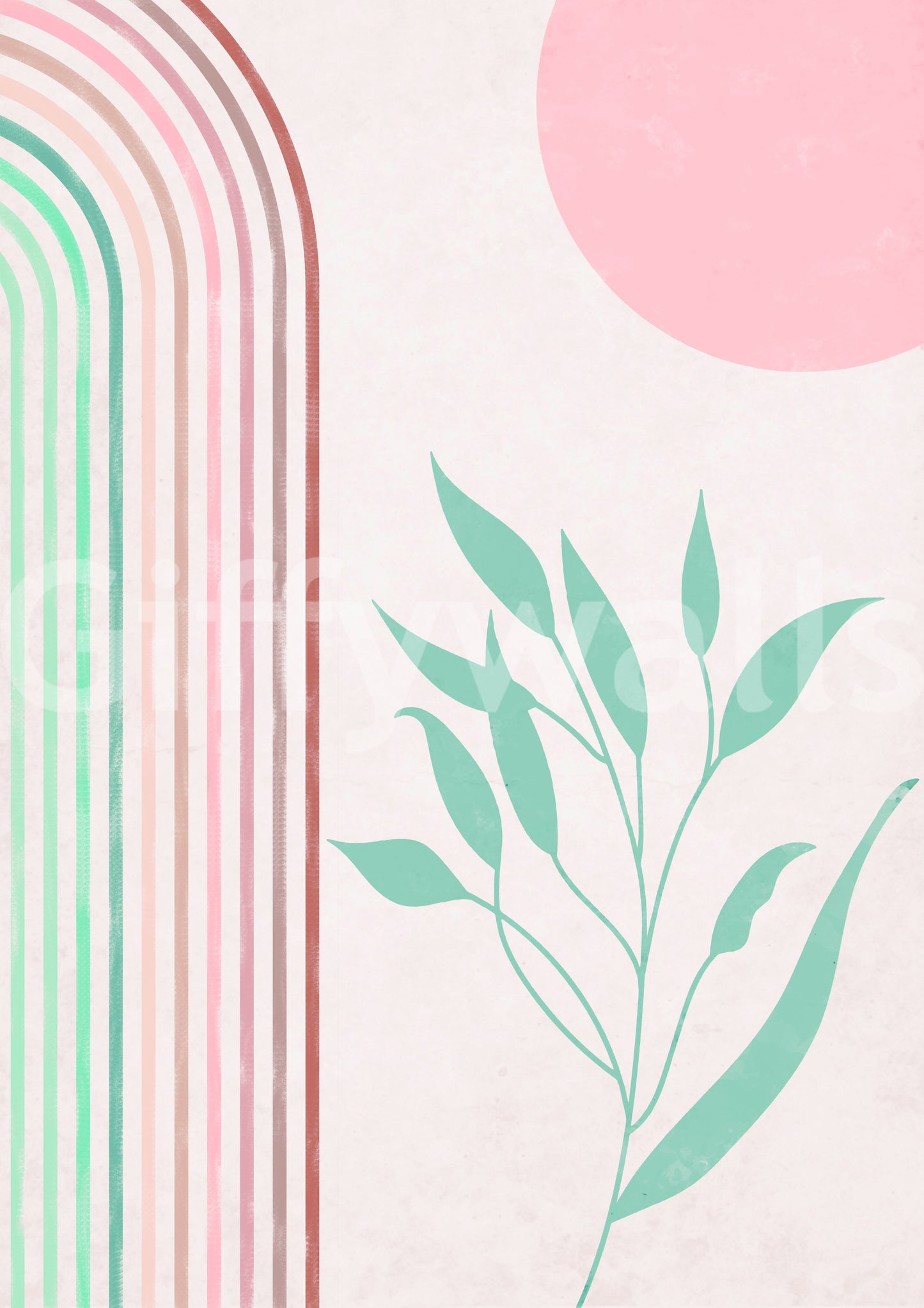 Rainbow horizon mural with peaceful gradients